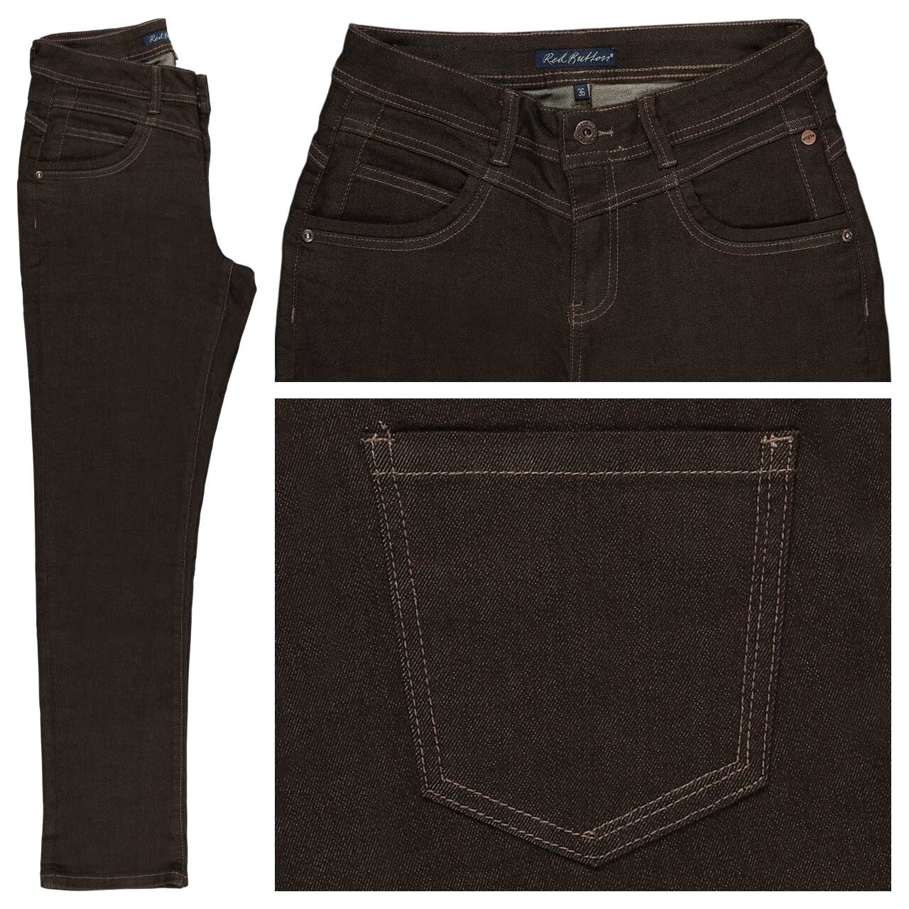 Red Button Relax Colored Denim Jeans espresso
