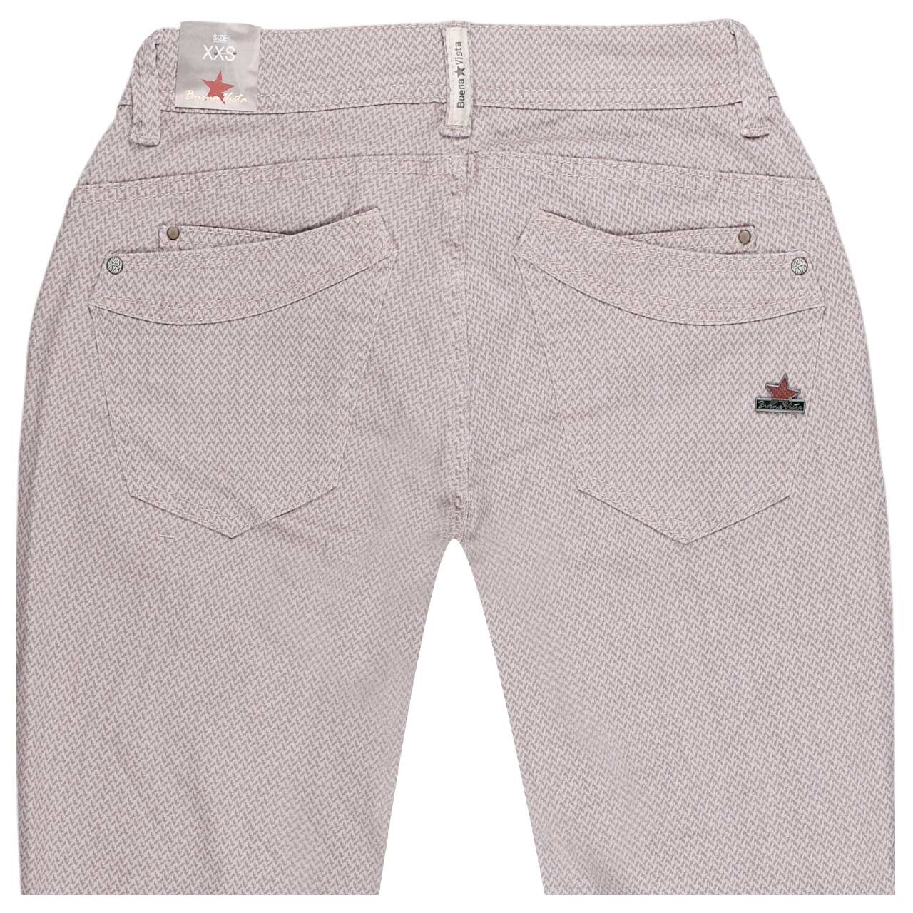 Damen Ankle Baumwollhose Malibu Cropped Stretch Twill in Beige mit Print, Rückansicht