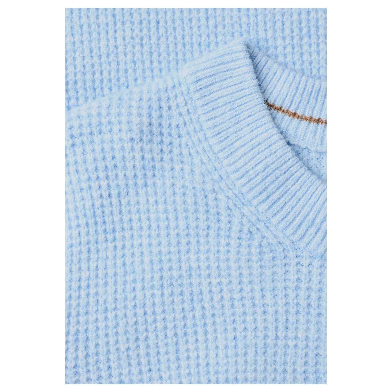 Damen Pullover Structured Cosy Sweater von Cecil in Hellblau meliert, Detailansicht Kragen