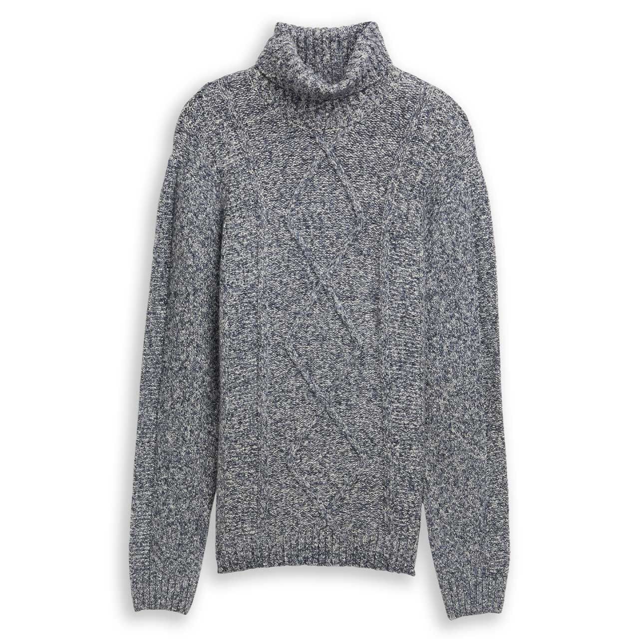 Tom Tailor Herren Rollkragen Pullover Turtleneck multicolor blue structure