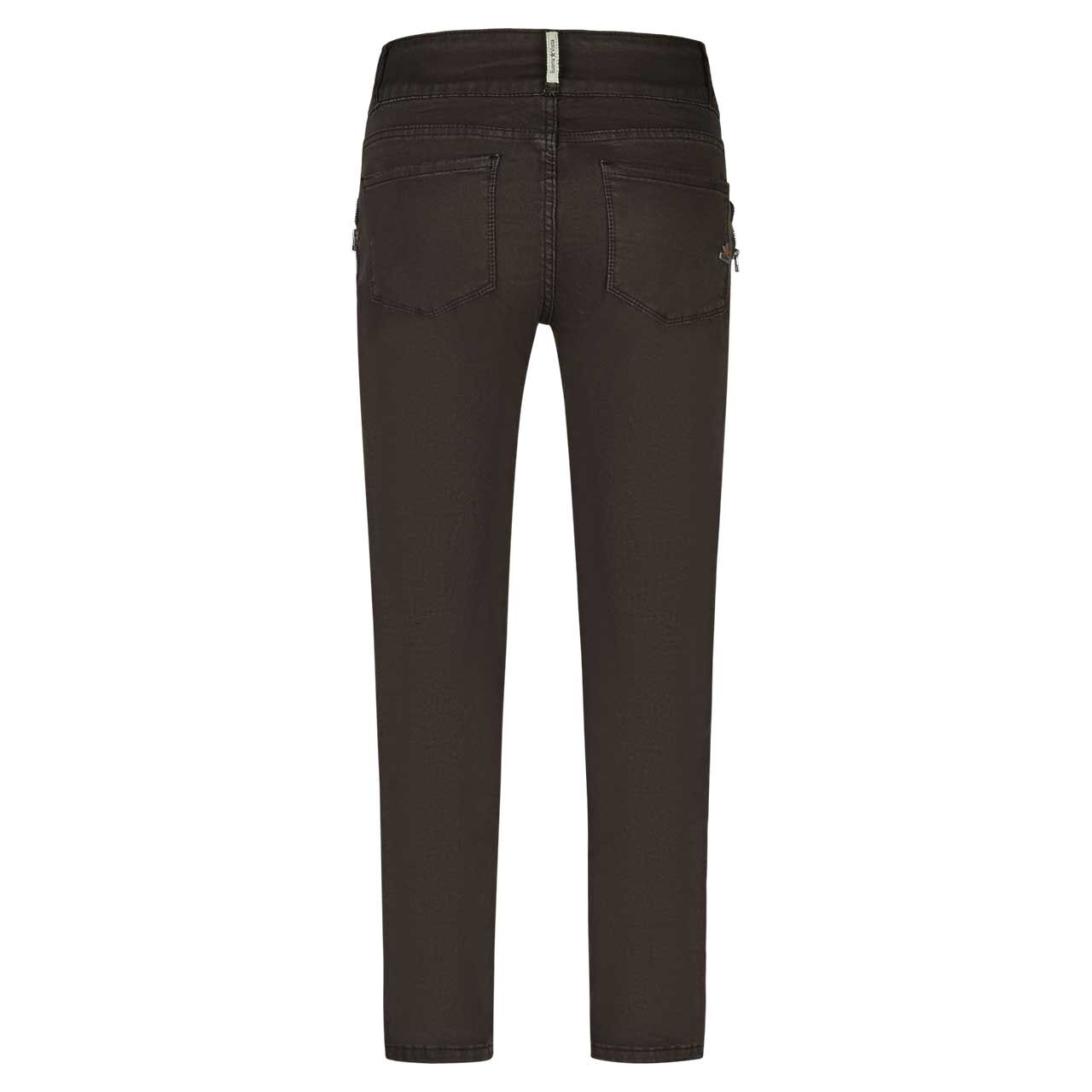 Damen Ankle Baumwollhose Tummyless Cropped Stretch Twill von Buena Vista in Dunkelbraun, Rückansicht
