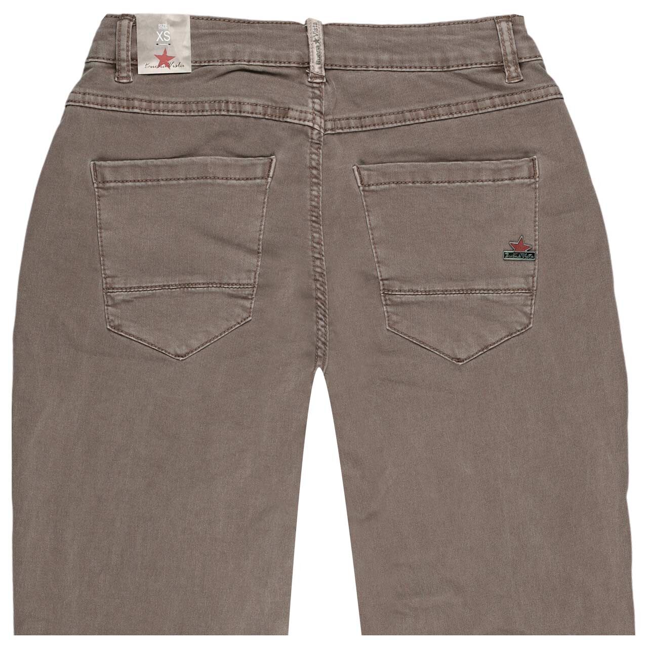 Damen Baumwollhose Anna C 7/8 Straight Stretch Twill von Buena Vista in Grau-Braun, detaillierte Rückansicht