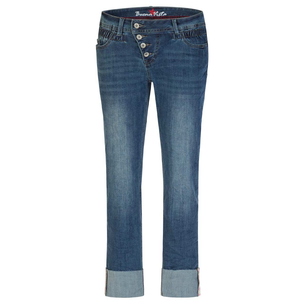 Stretch Damenjeans Malibu R 7/8 Straight Denim von Buena Vista in Blau verwaschen, Vorderansicht