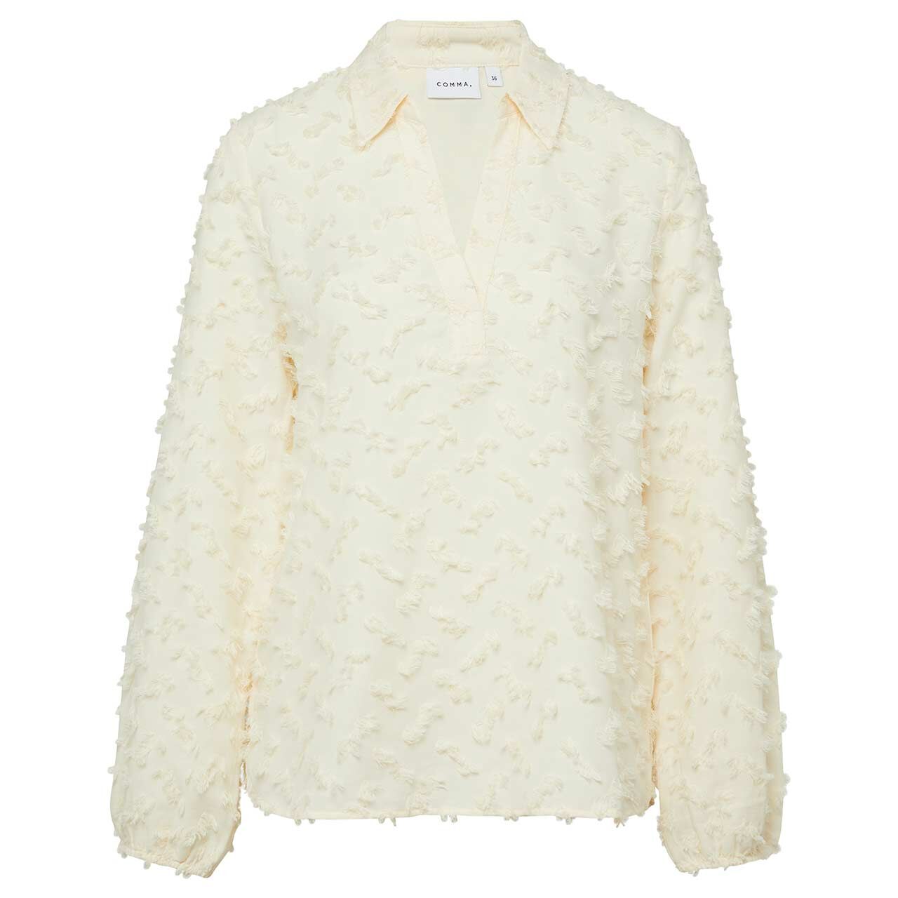 Comma Damen Langarm Bluse eggnog white