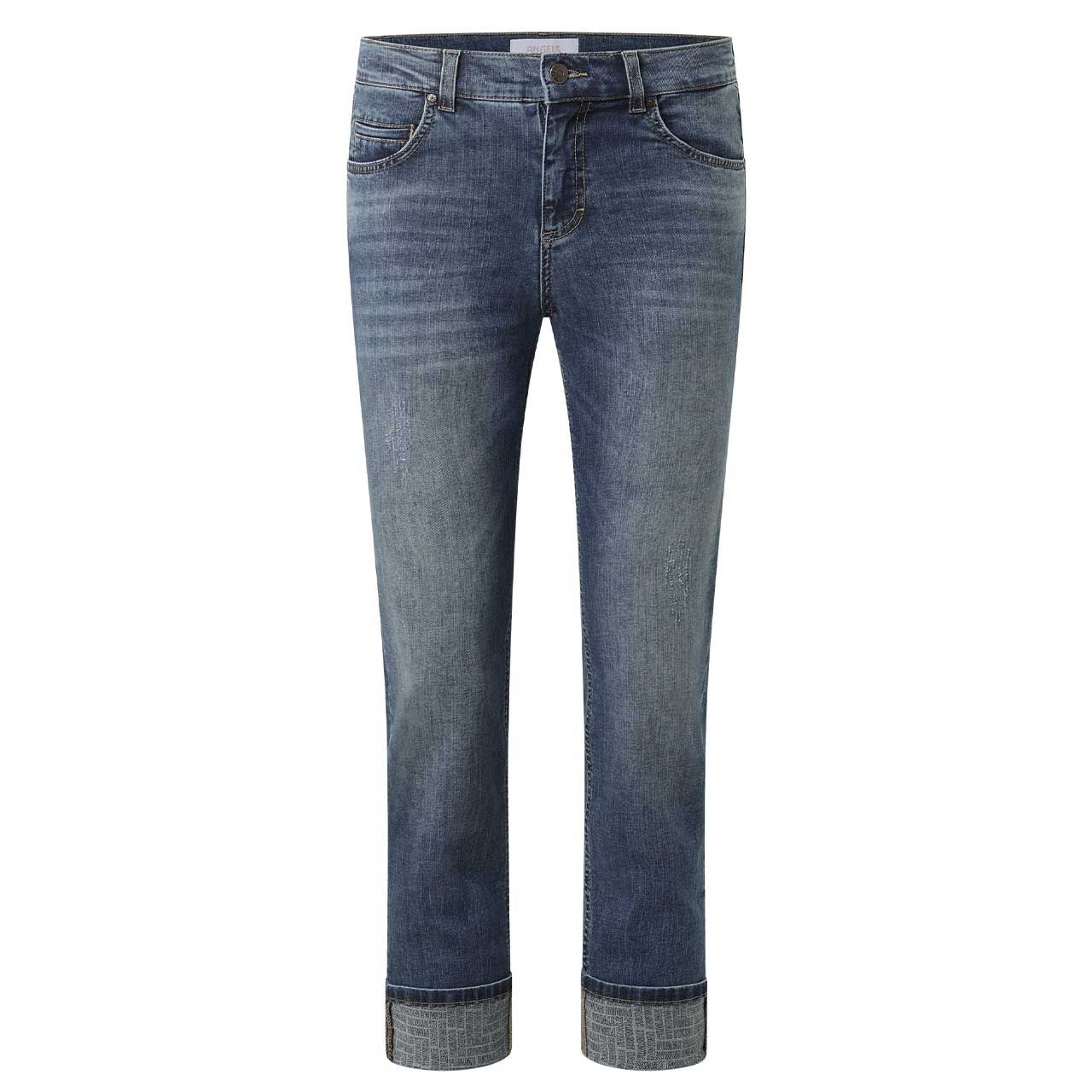 Stretch Damen 7/8 Jeans Cira von Angels in Blau verwaschen mit Destroyed-Effekten, Vorderansicht