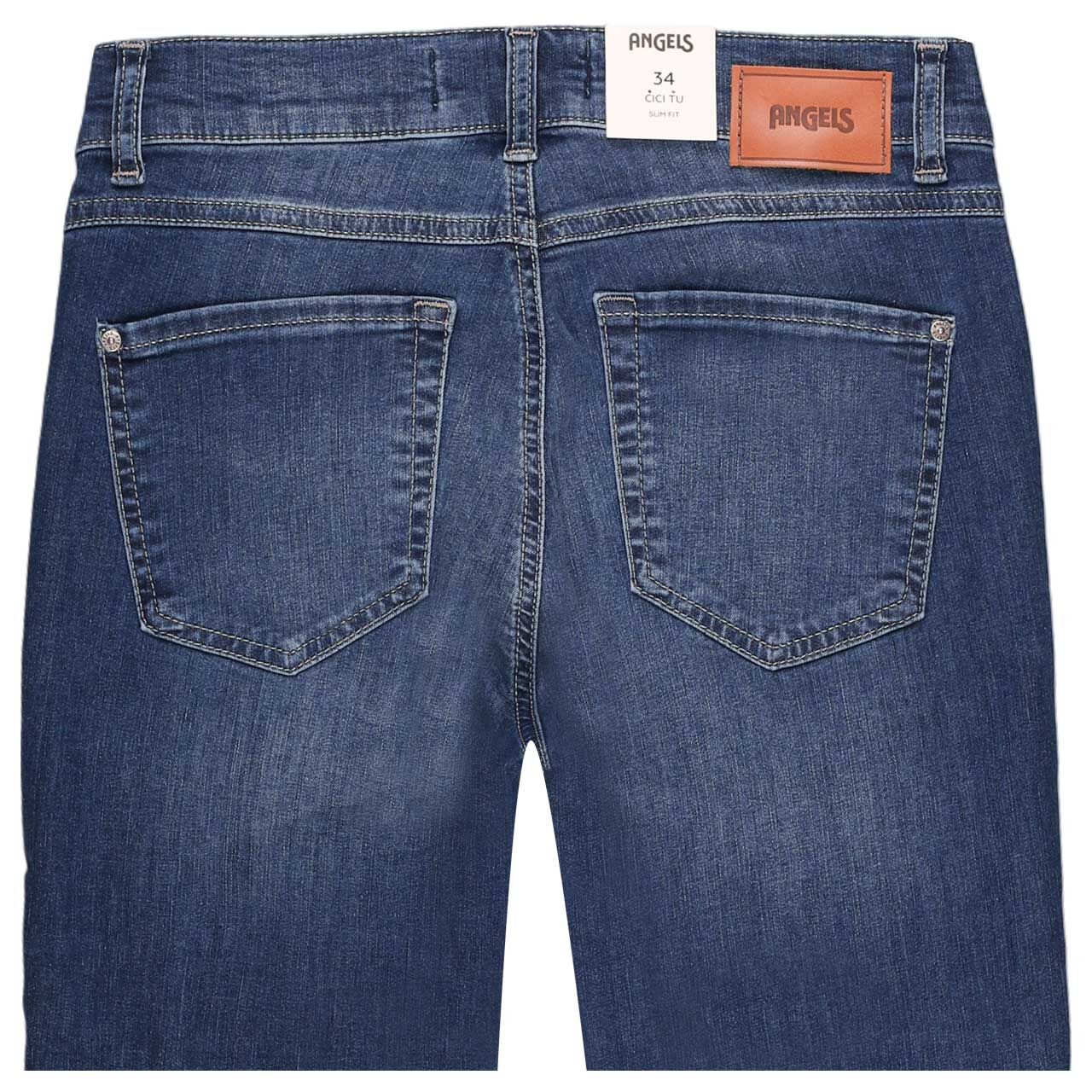 Rückansicht der Damen 3/4 Jeans Cici TU Tape von Angels in Dunkelblau angewaschen