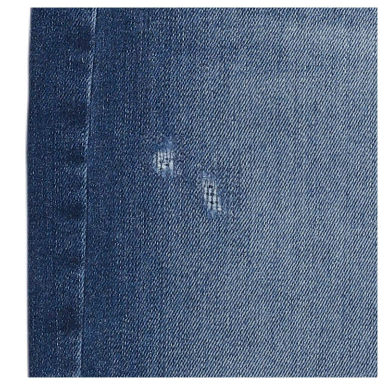 Damen Ankle Jeans Danni von MAC in Blau angewaschen mit Glitzer-Details und Used-Effekten, Detailansicht Used-Effekte