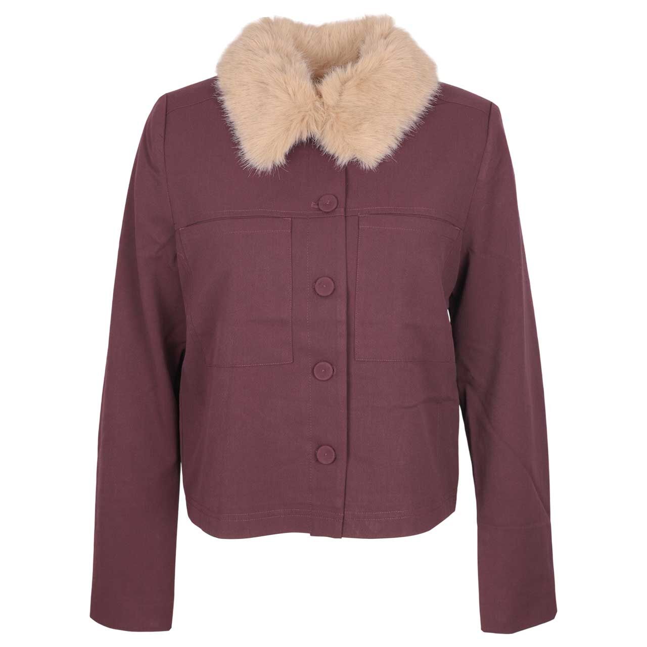 Red Button Damen Jacke Fur Color Jacket burgundy