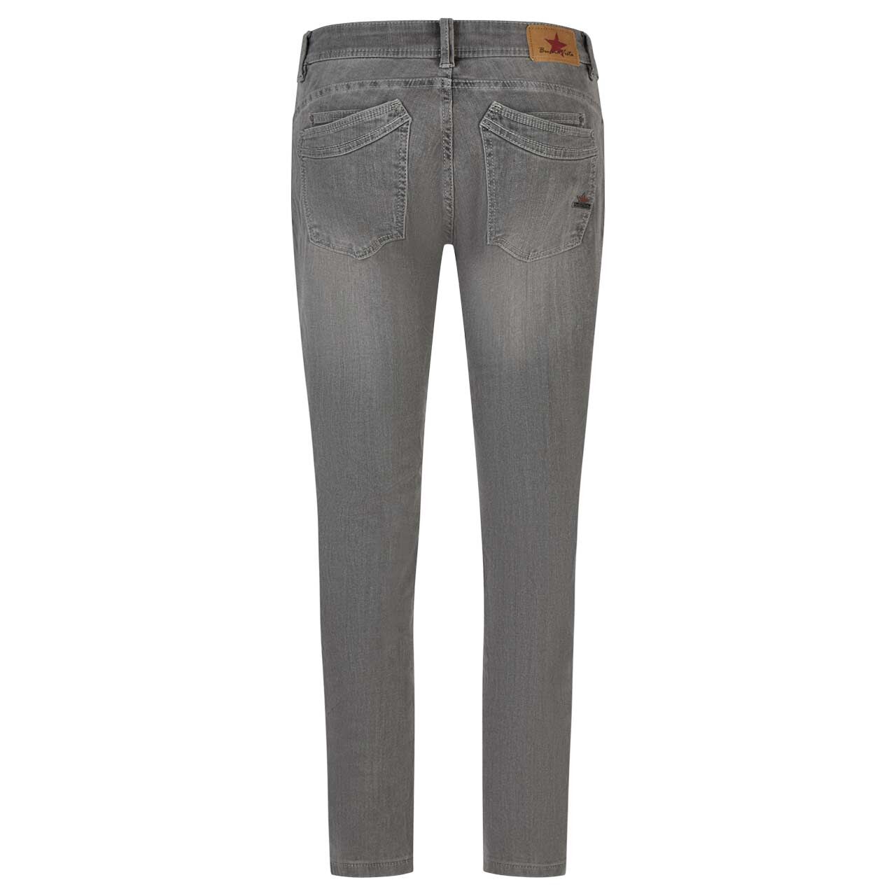 Damen Ankle Jeans Malibu Cropped Stretch Denim in Grau angewaschen, Rückansicht