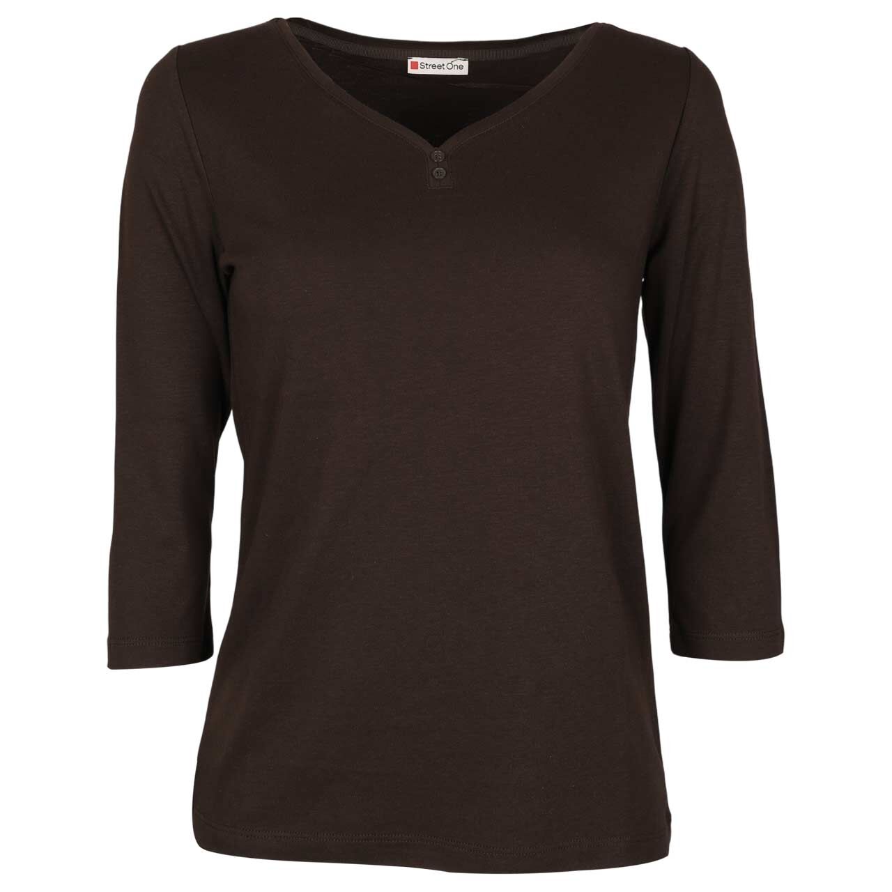 Street One Damen 3/4 Arm Shirt Basic Buttons deep roast brown