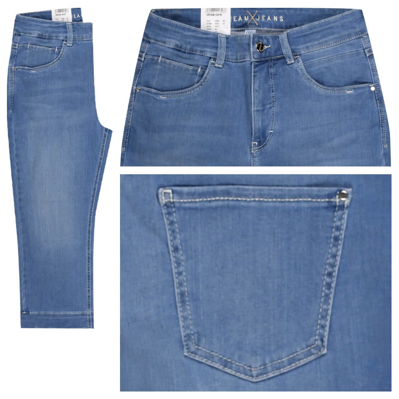 MAC Jeans Dream Capri für Damen in Hellblau angewaschen, FarbNr.: D422