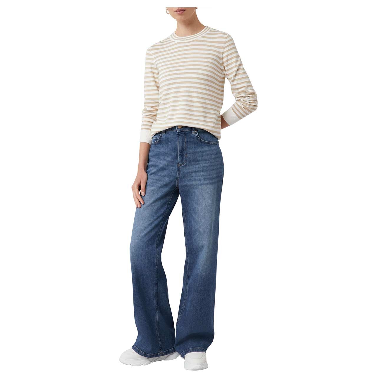 Comma Damen Langarm Shirt knitted stripe cement