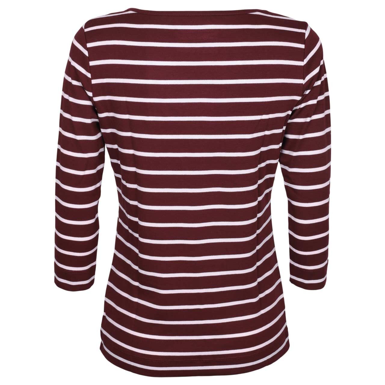 Damen 3/4 Arm Shirt von Munich Freedom in Weinrot-Rosa gestreift, Rückansicht