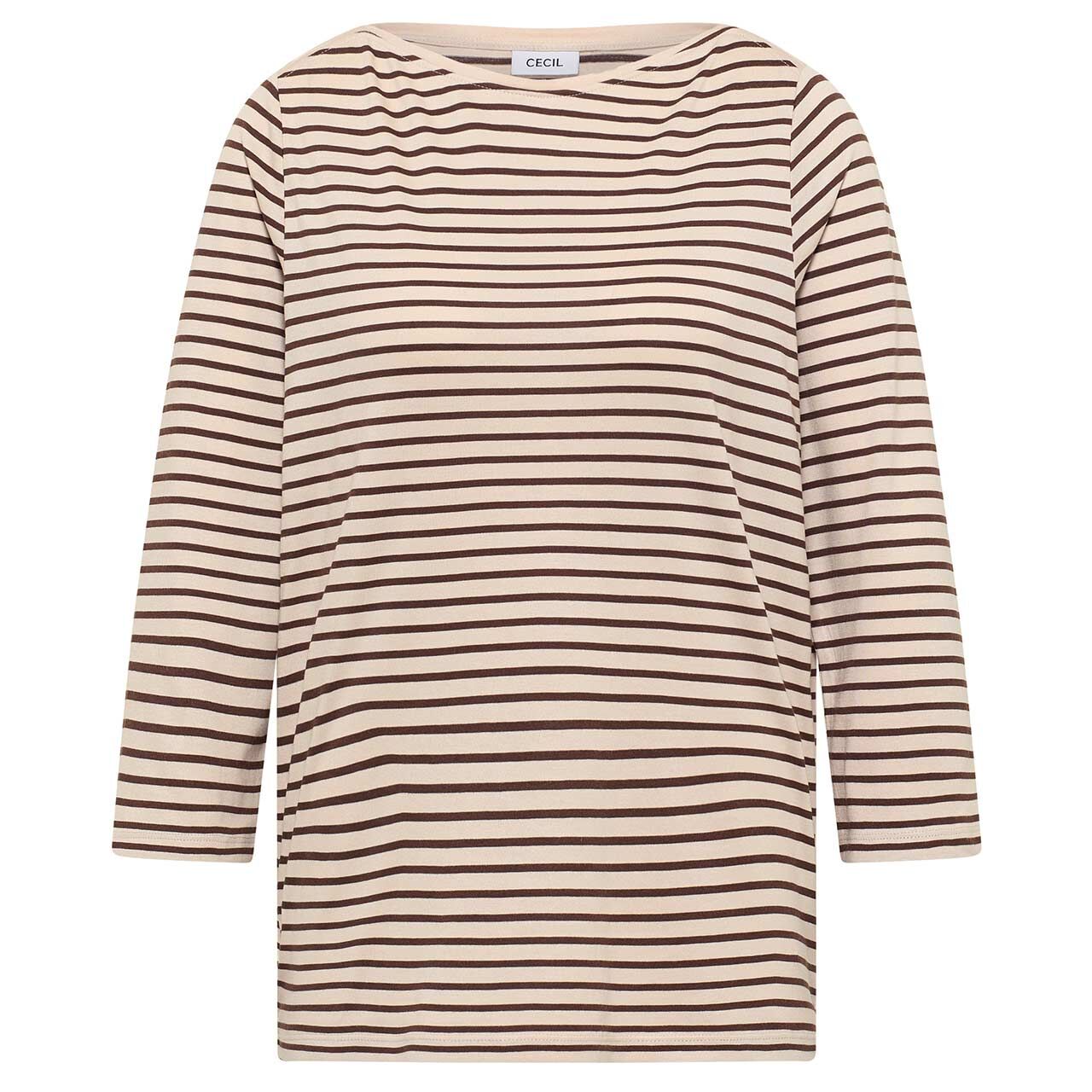 Cecil Damen 3/4 Arm Shirt Basic Stripe Boatneck oat milk beige