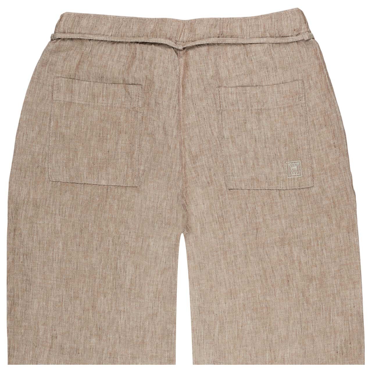 Damen Leinenhose Chiara Belt von MAC in Hellbraun meliert, detaillierte Rückansicht