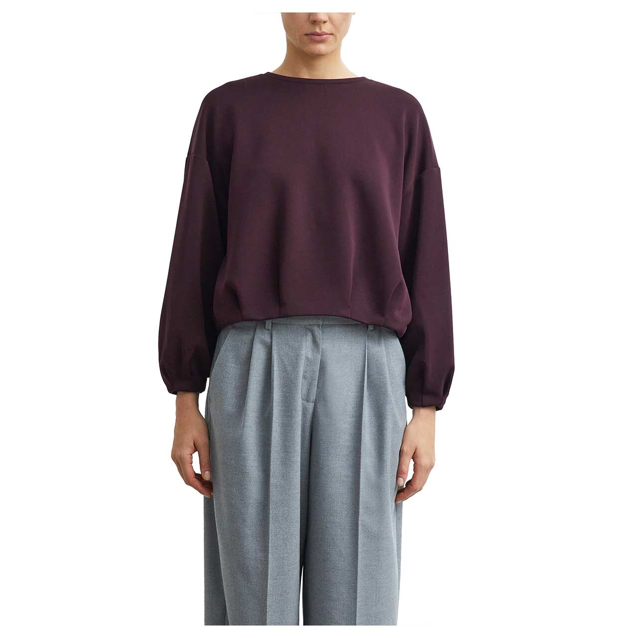 Damen Sweatshirt von Comma in Lila, Vorderansicht am Model