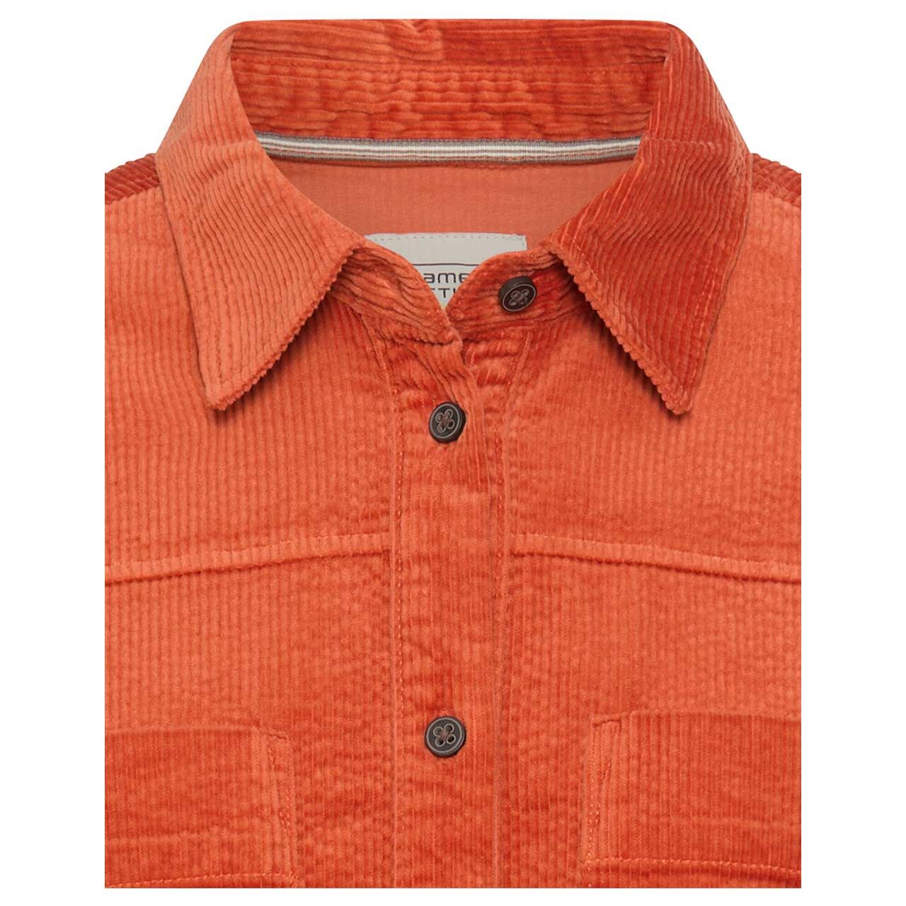 Damen Langarm Cord Bluse von Camel active in Orange, detaillierte Vorderansicht