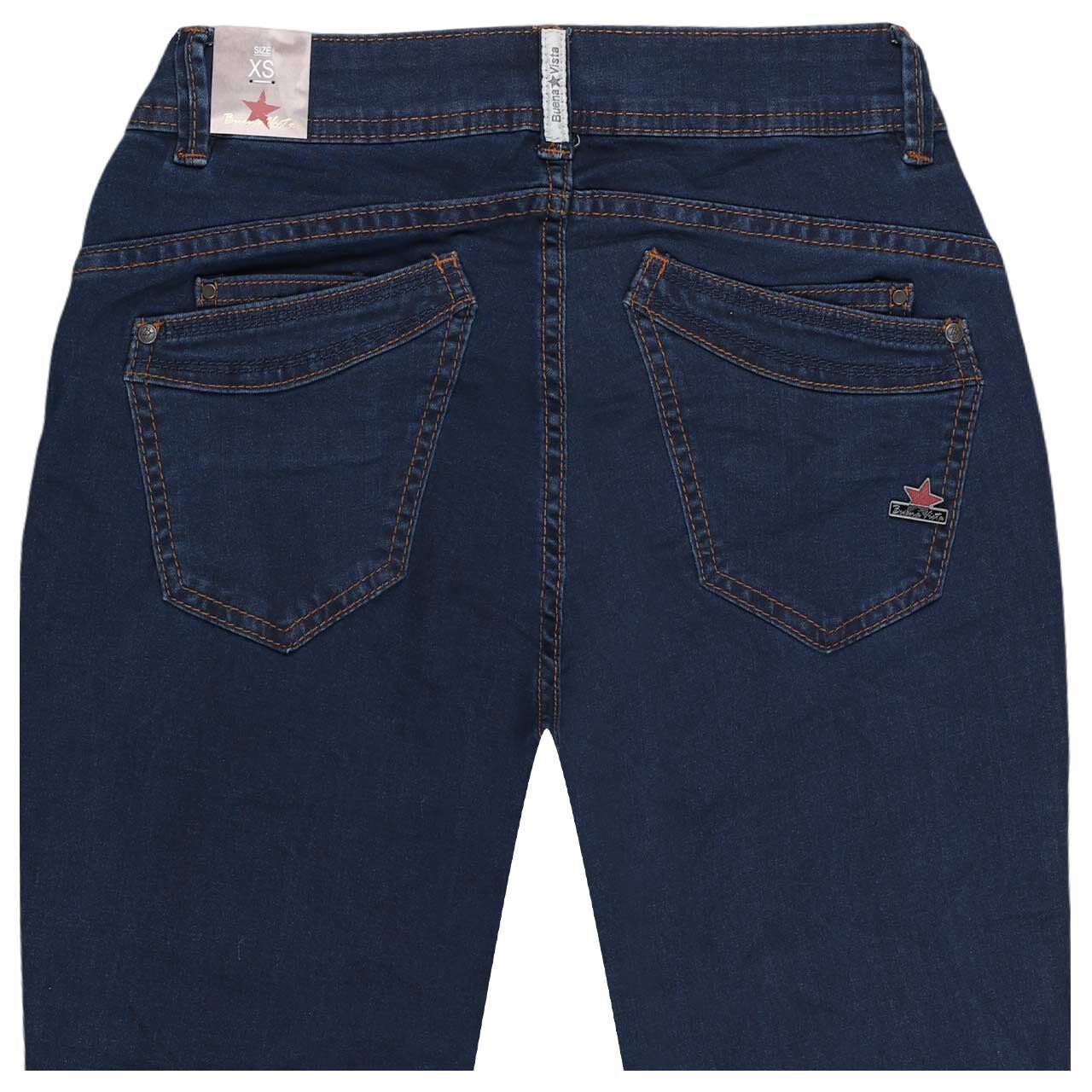 Damen Ankle Jeans Malibu-Zip High Cropped Cozy Denim von Buena Vista in Dunkelblau, detaillierte Rückansicht