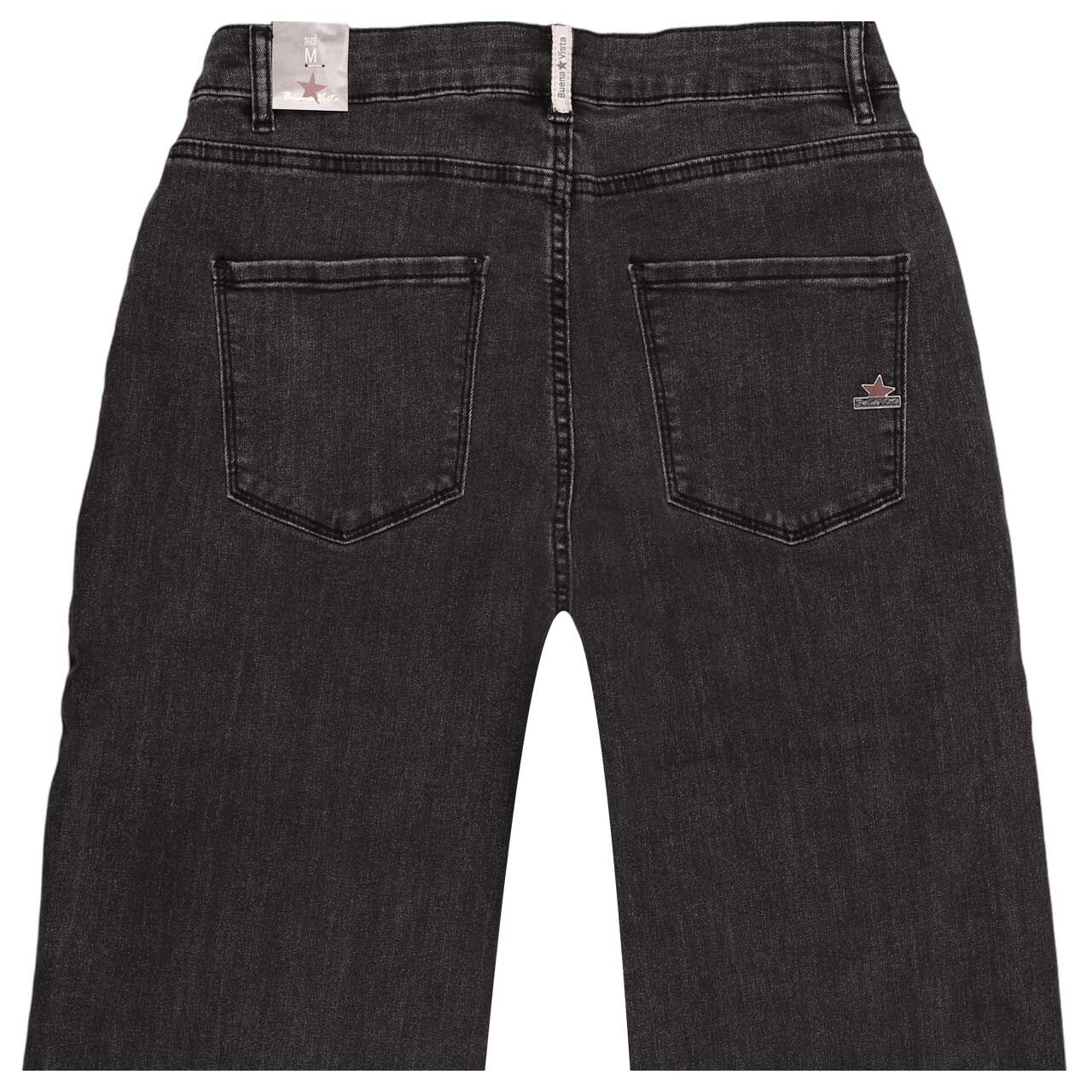 Damenjeans Wide Leg Stretch Denim von Buena Vista in Dunkelgrau angewaschen, detaillierte Rückansicht