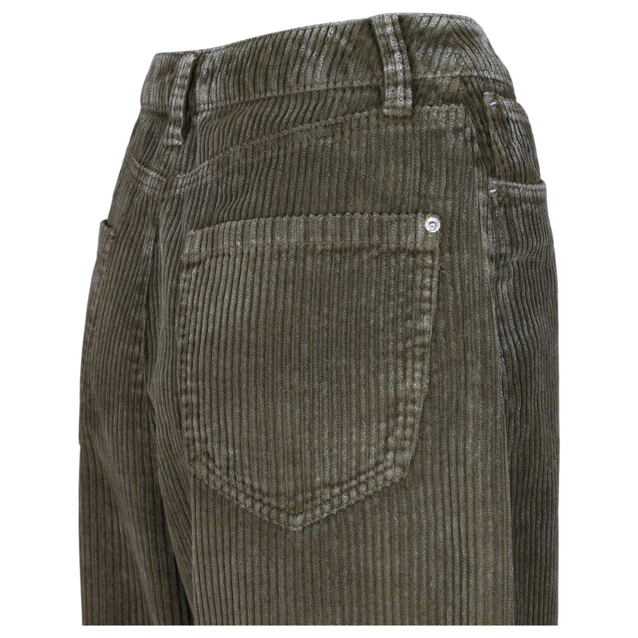 Damen Ankle Cord Baumwollhose Barrel Leg von s.Oliver in Olivgrün, detaillierte Rückansicht