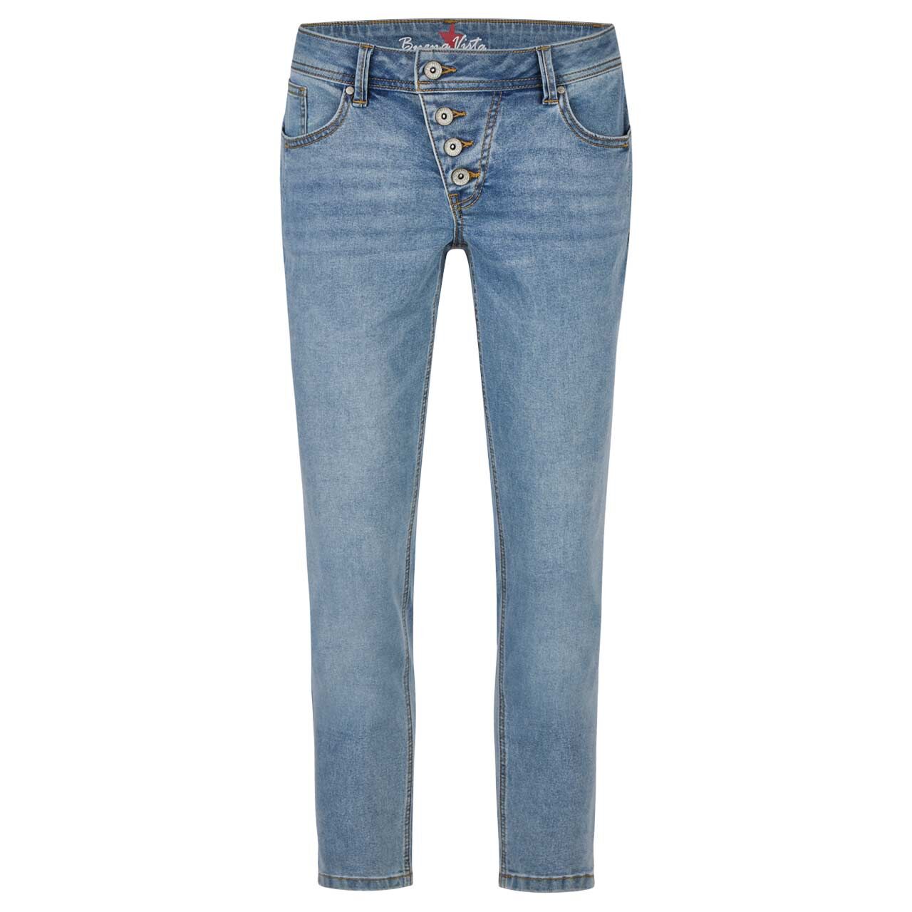 Damenjeans Malibu 7/8 Stretch Denim von Buena Vista in Hellblau angewaschen, Vorderansicht