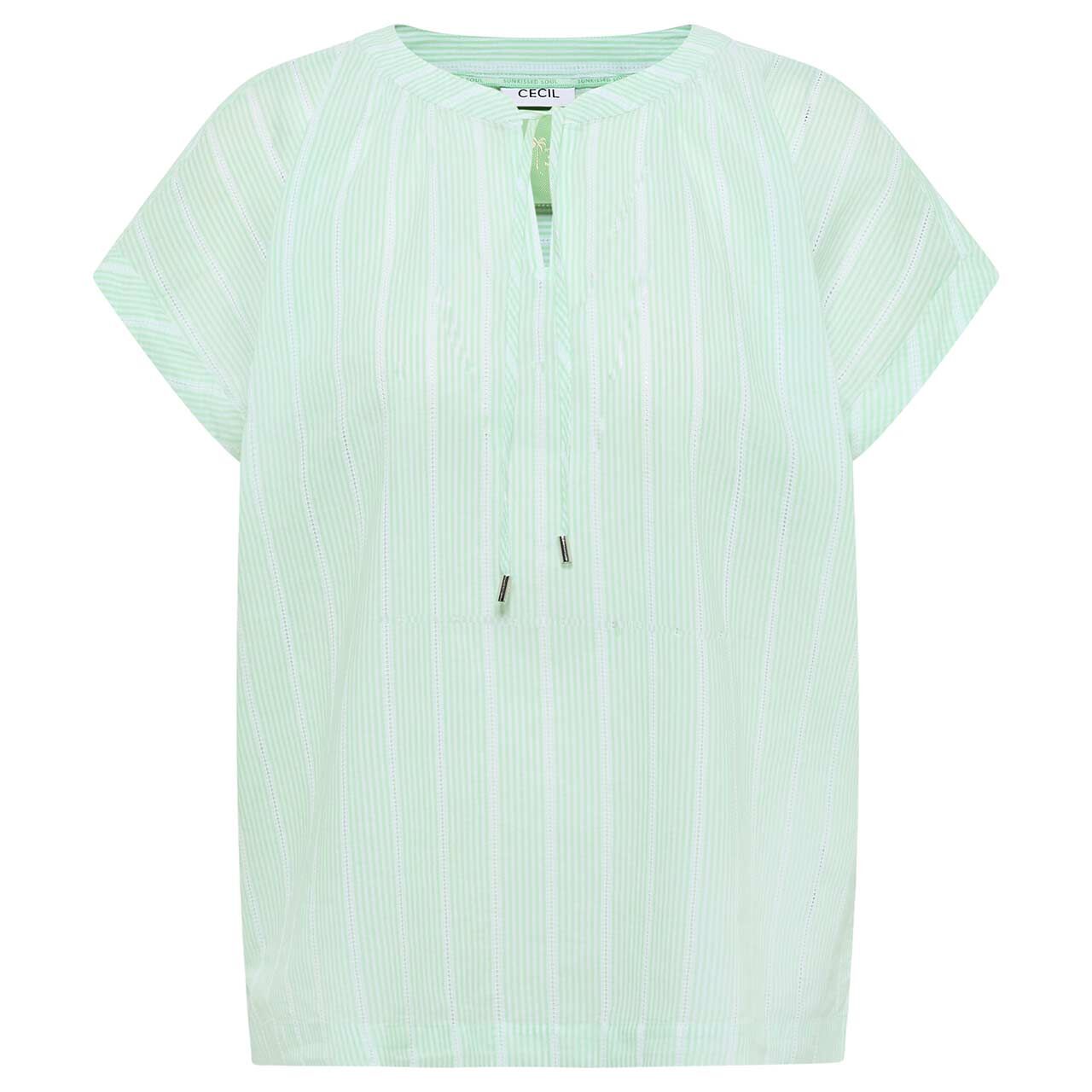 Cecil Damen Kurzarm Bluse Striped Structure juicy lime