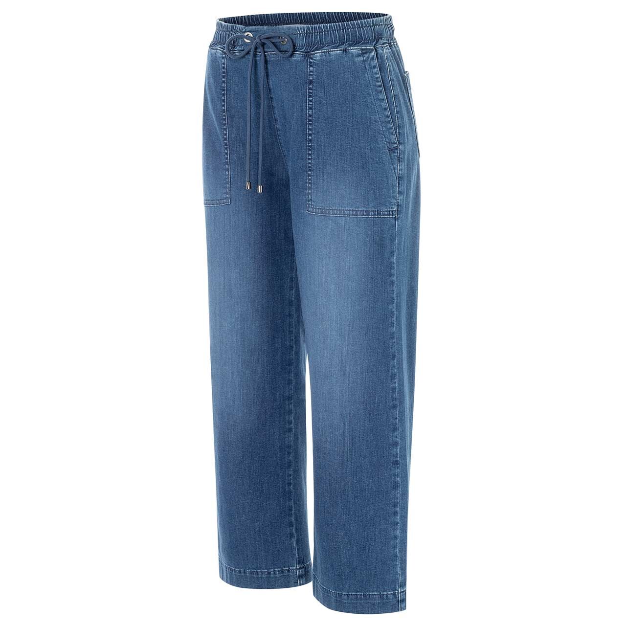 Stretch Damen 7/8 Jeans Culotte von MAC in Mittelblau verwaschen, Seitansicht