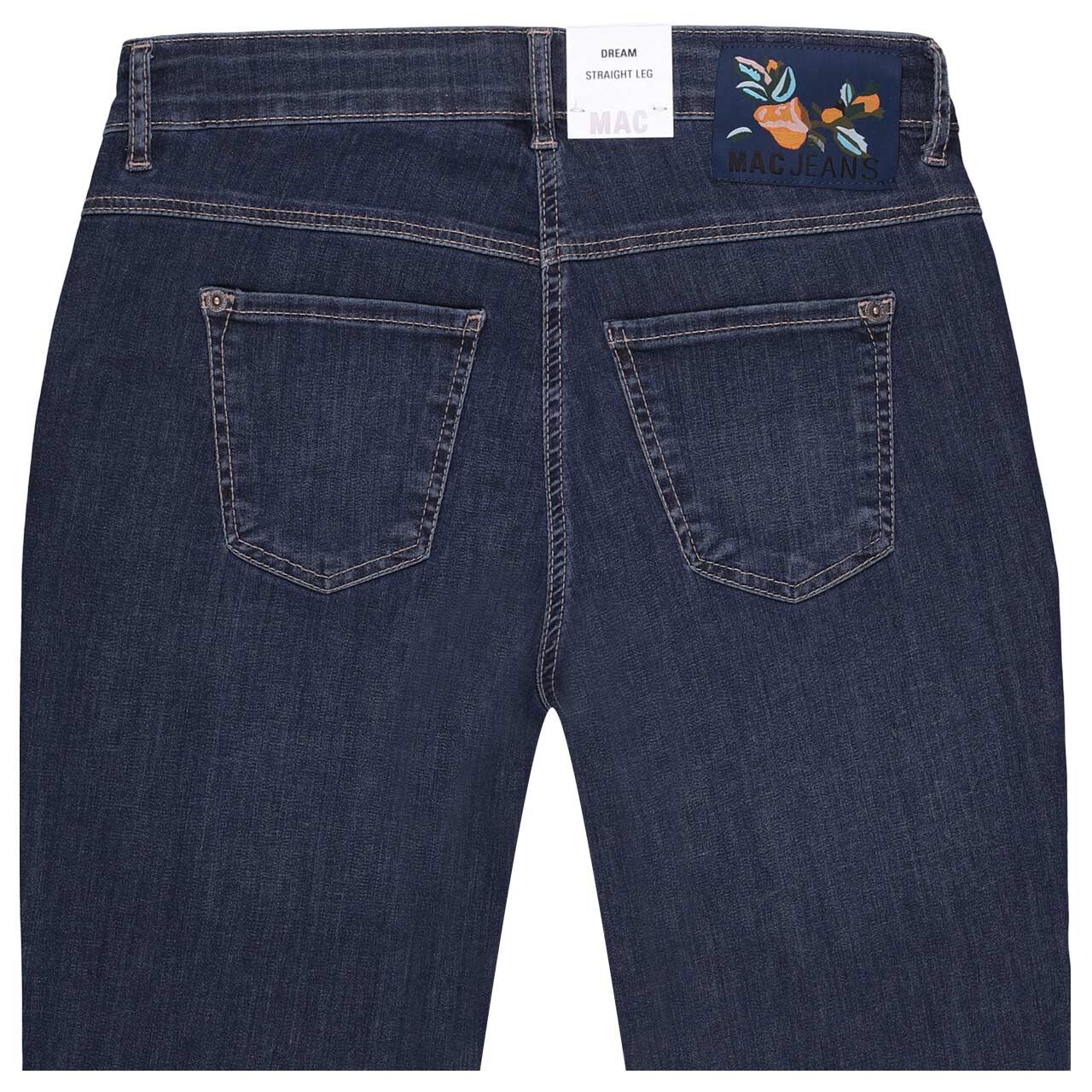 Damenjeans Dream von MAC in Blau angewaschen, detaillierte Rückansicht