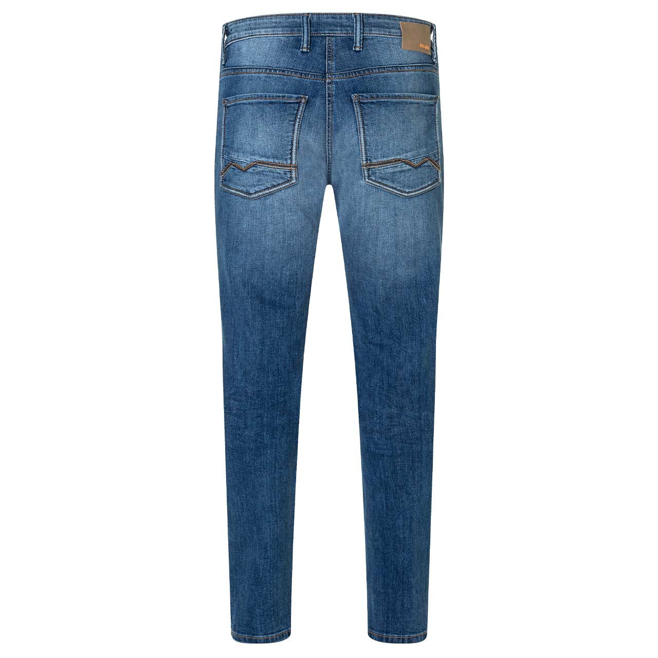 Stretch Herrenjeans Arne Pipe von MAC in Blau verwaschen, Rückansicht