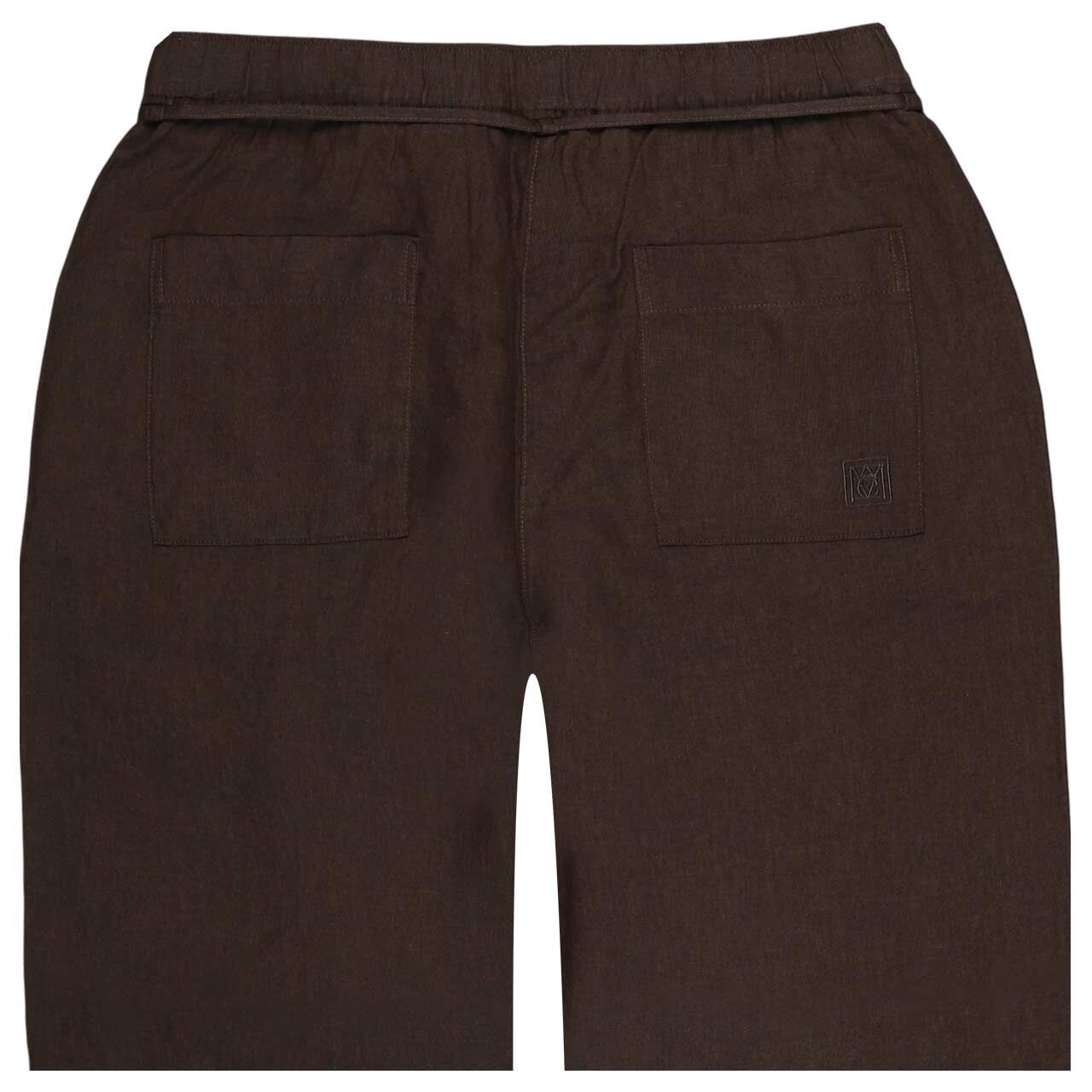 Damen Leinenhose Chiara Belt von MAC in Dunkelbraun, detaillierte Rückansicht