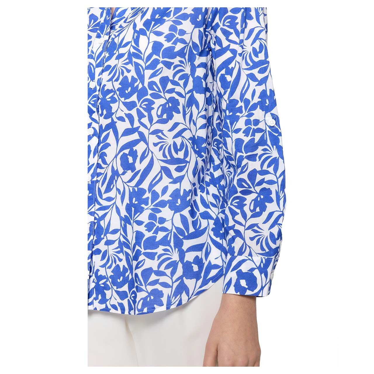 Betty Barclay Damen Langarm Bluse cream blue flower print