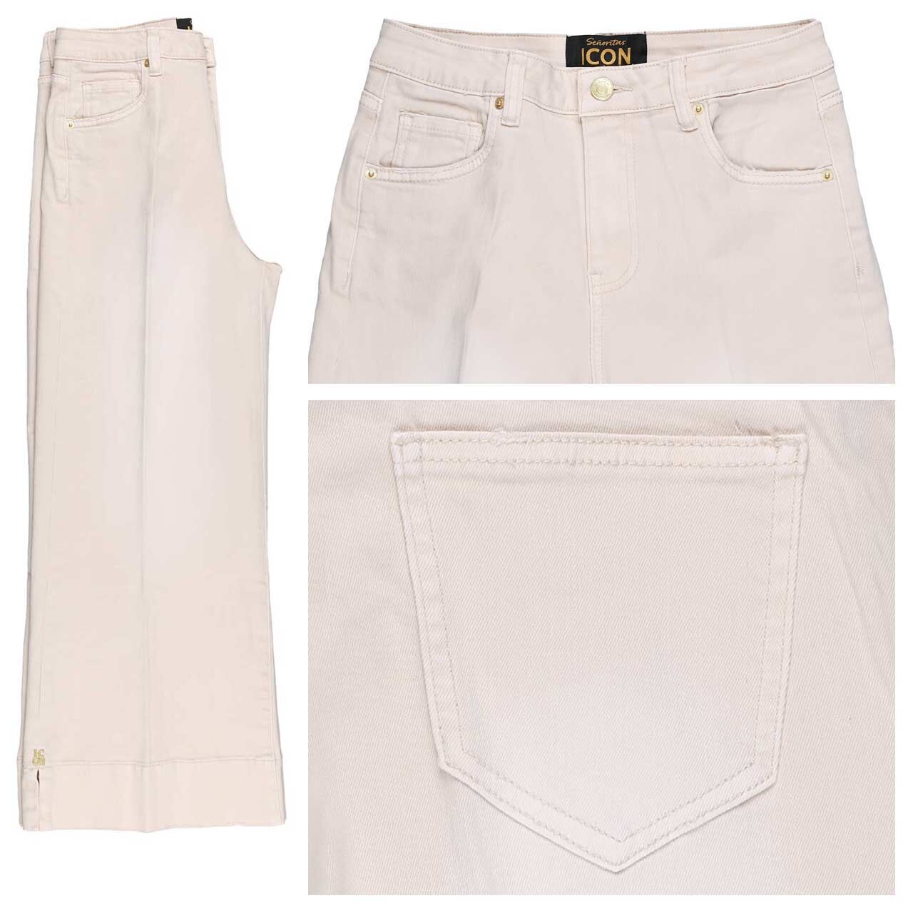 Damen 7/8 Culotte Jeans Long Beach Slit von Senoritas ICON in Hellbeige