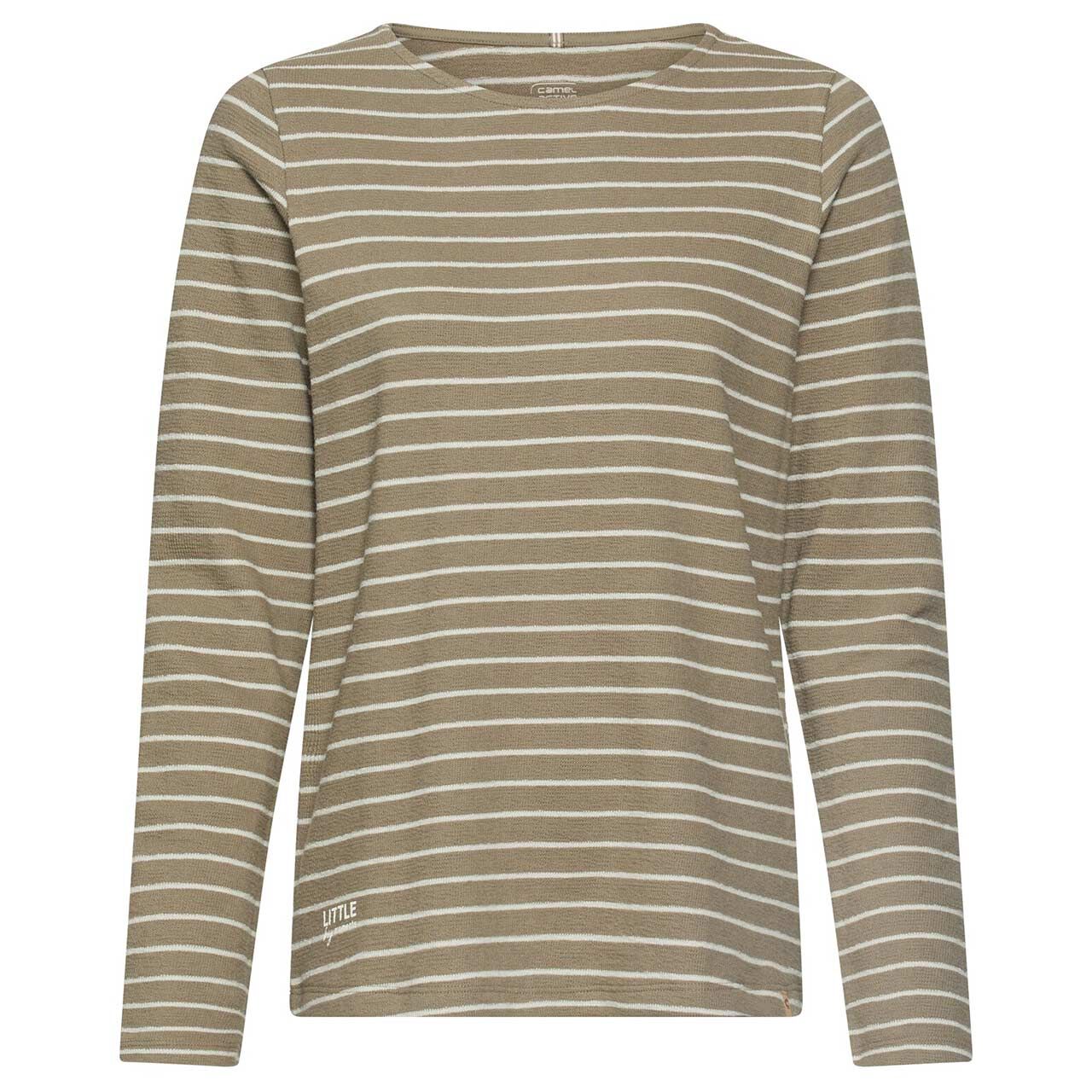 Damen Langarm Shirt von Camel active in Salbeigrün gestreift mit der Farbnummer 36, Vorderansicht