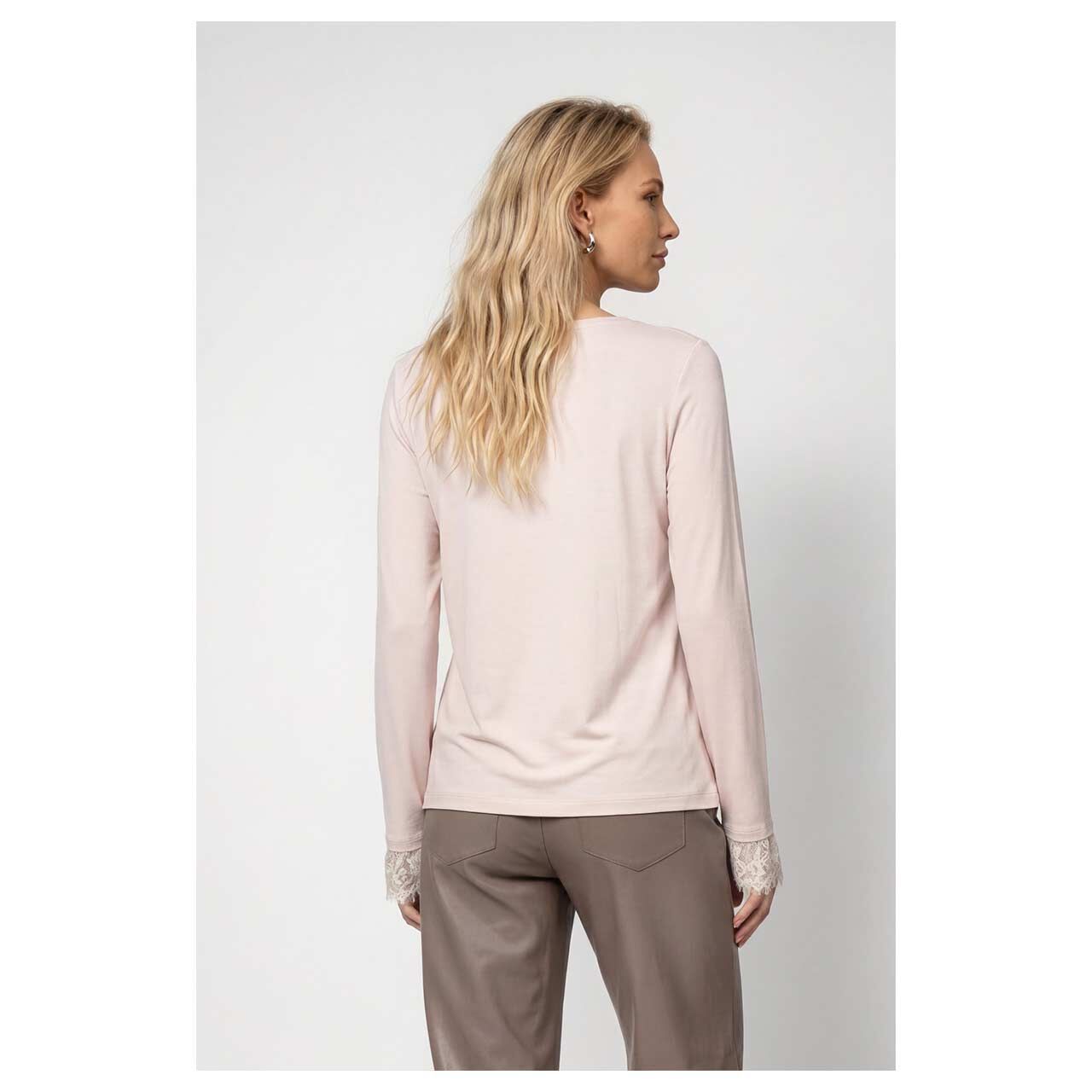 Damen Langarm Shirt von Monari in Rosa, Rückansicht am Model