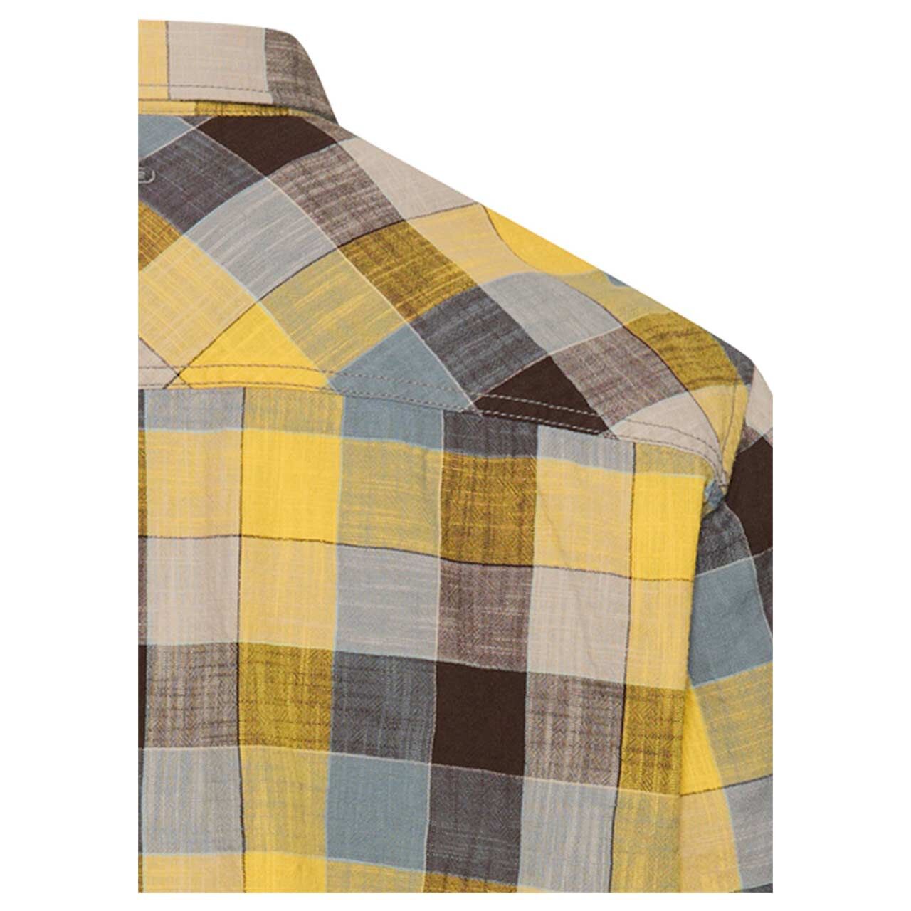 Herren Kurzarm Hemd von Camel active in der Farbe Gelb kariert, Detailansicht hinten
