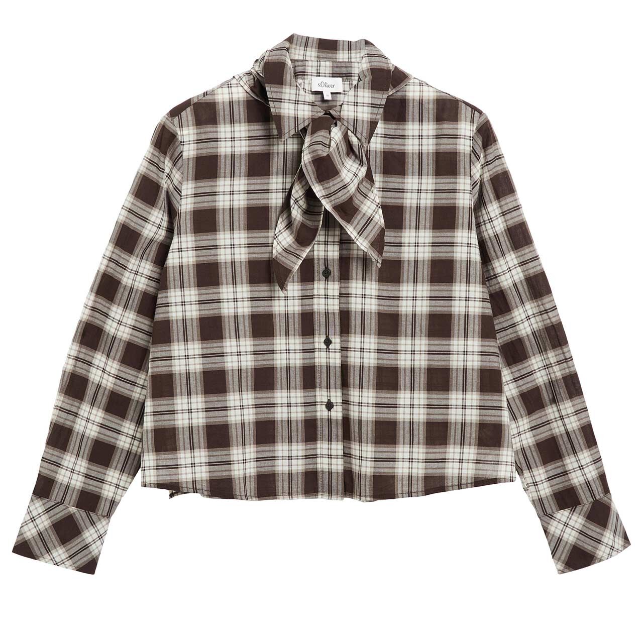 s.Oliver Damen Langarm Bluse bitter chocolate check