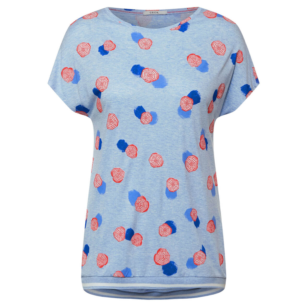 Cecil Melange Shape T-Shirt für Damen in Hellblau mit Print, FarbNr.: 32356