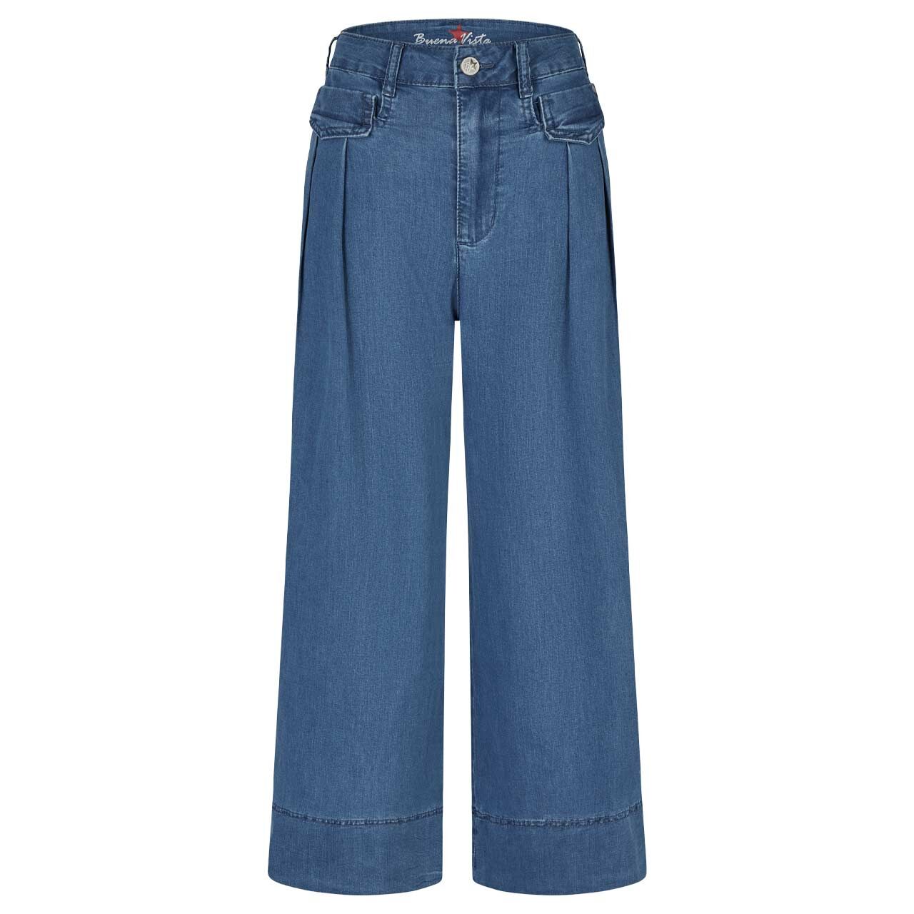 Stretch Damenjeans Caribbean Palazzo 7/8 Air Denim von Buena Vista in Blau angewaschen, Vorderansicht