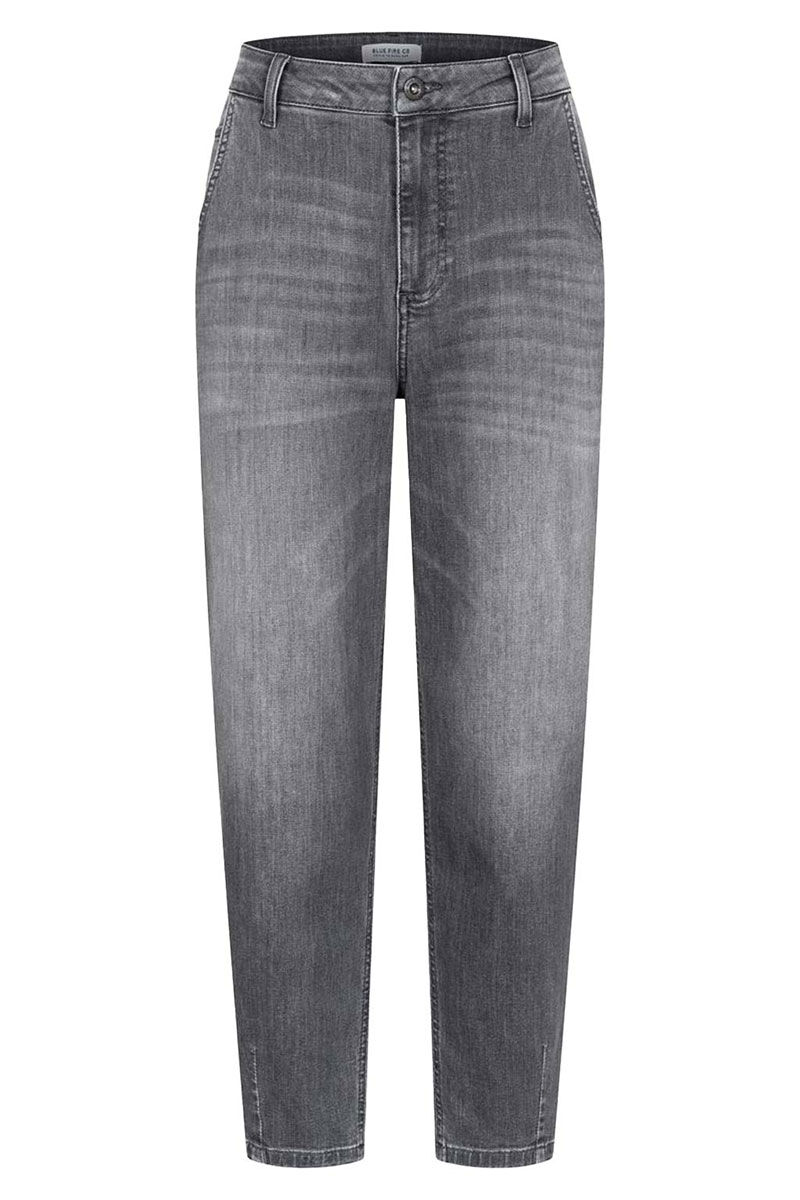 Vorderansicht der Blue Fire Kelly Damenjeans in Grau