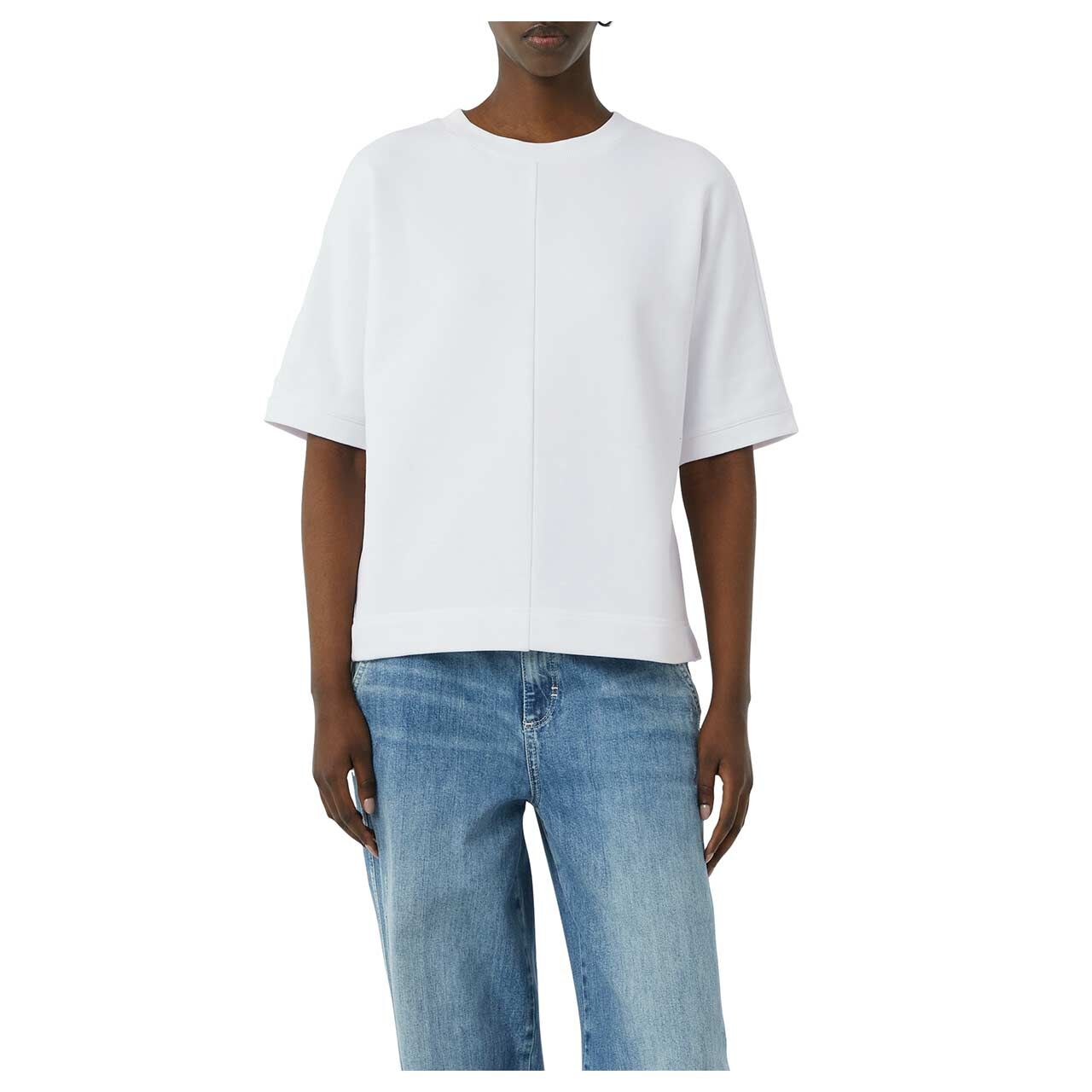 Comma Damen Kurzarm Sweatshirt white placed print
