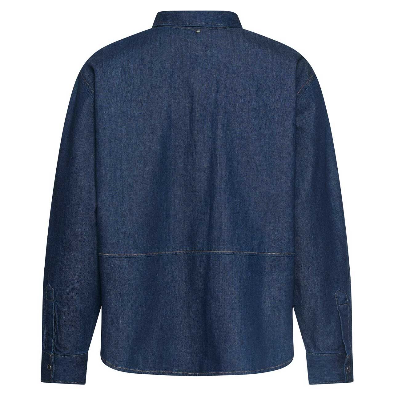 Damen Langarm Bluse von Camel active in Jeansblau, Rückansicht