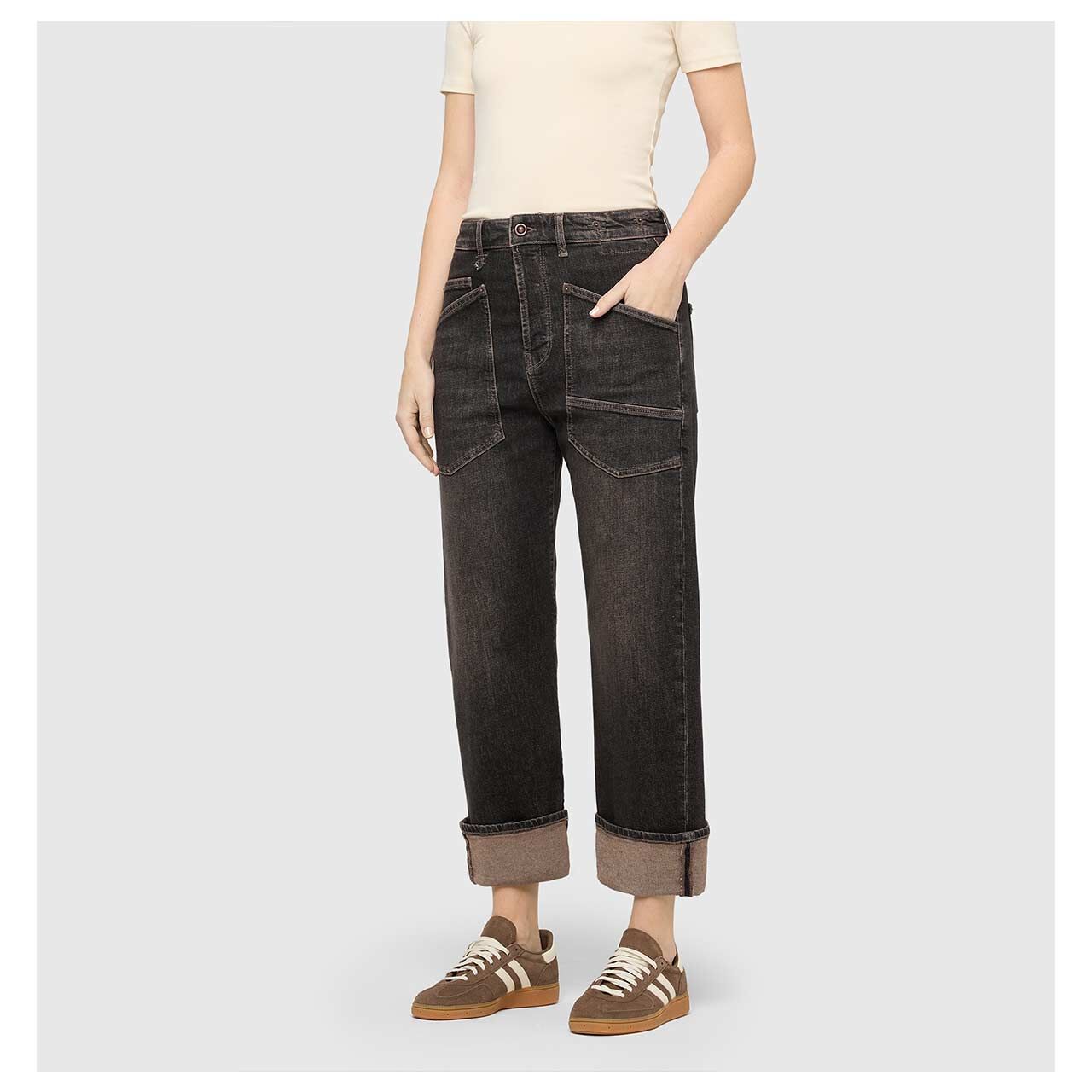 MAC Baggy Ankle Jeans brown tinted black wash