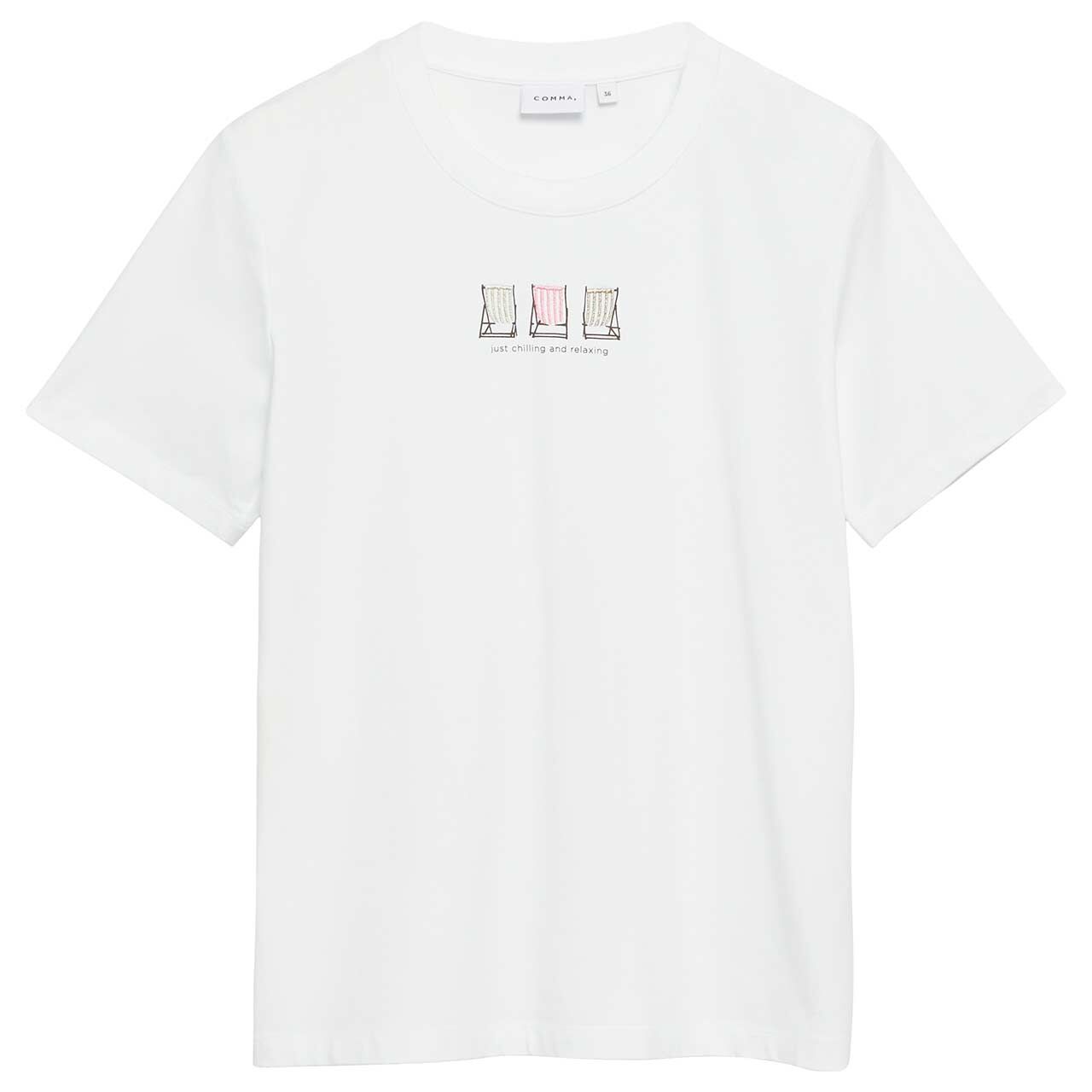 Comma Damen T-Shirt relaxing white