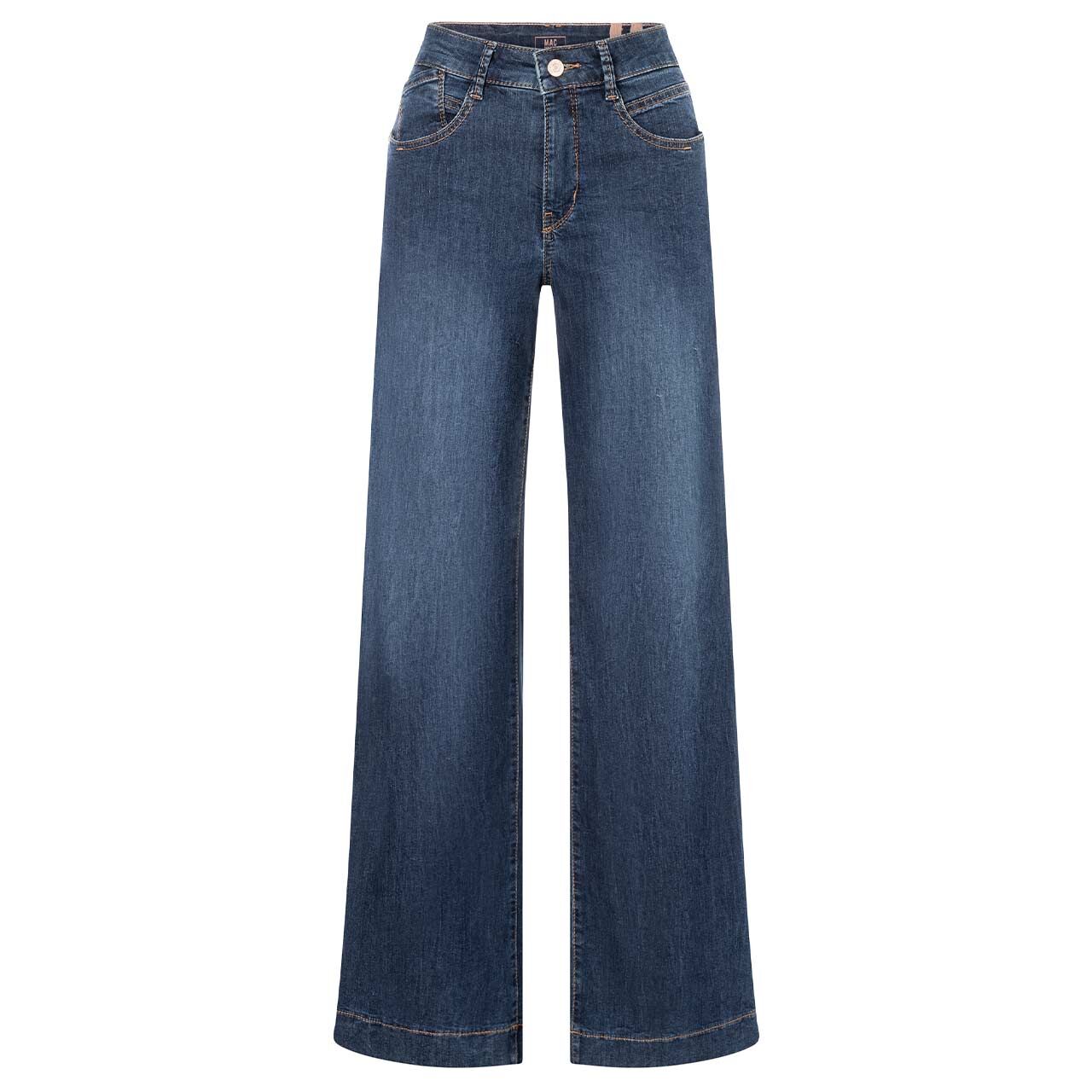 Stretch Damenjeans Rich Palazzo von MAC in Blau angewaschen, Vorderansicht