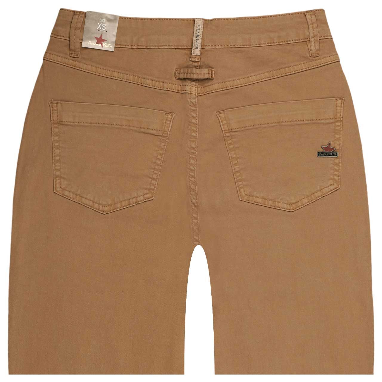 Damen Baumwollhose Carrot Cropped Stretch Twill von Buena Vista in in Hellbraun, detaillierte Rückansicht