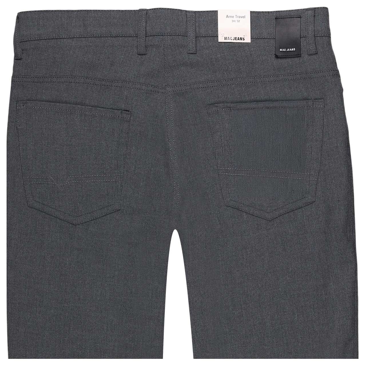 Stretch Herrenhose Arne Travel von MAC in Grau, detaillierte Rückansicht