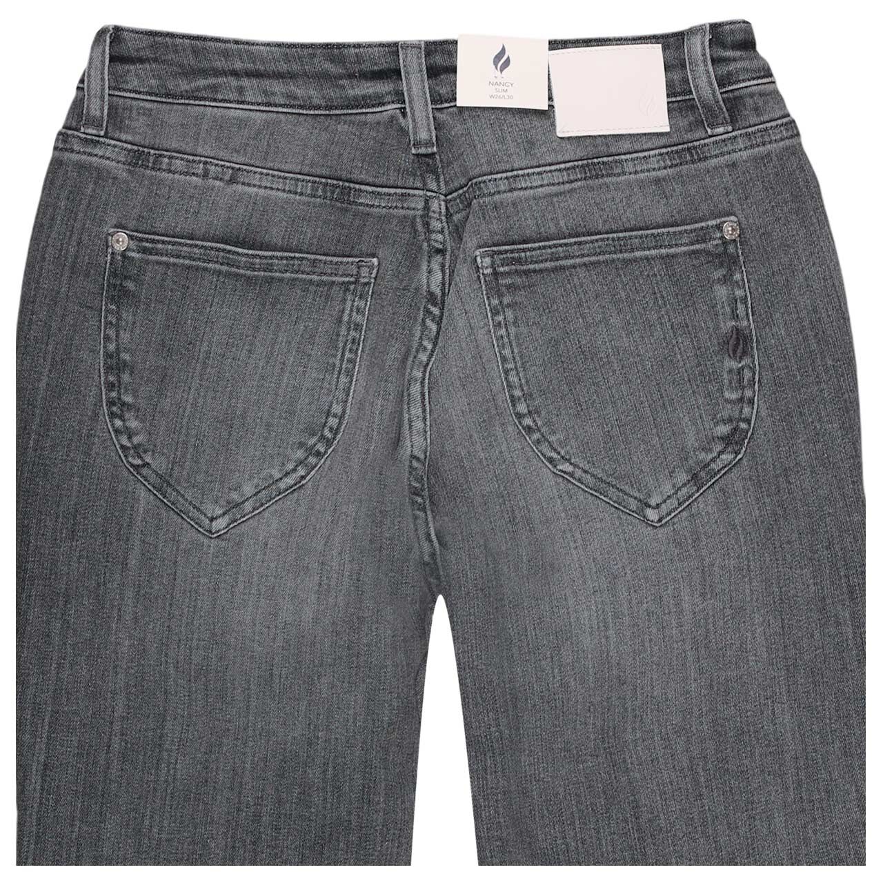 Stretch Damenjeans Nancy von Blue Fire in Grau angewaschen, detaillierte Rückansicht