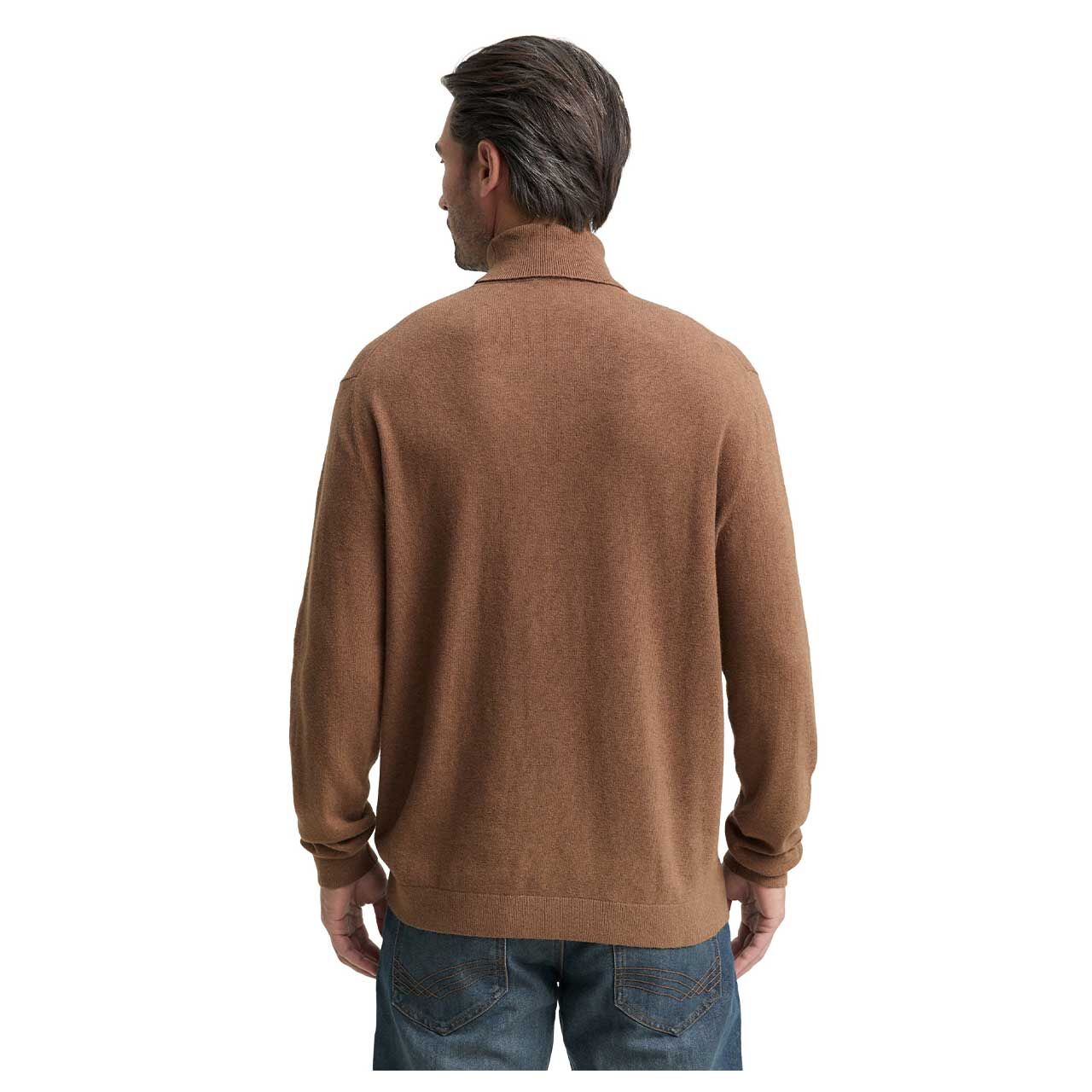 Herren Pullover Cashmere Turtleneck Knit von Tom Tailor in Braun meliert, Rückansicht am Model