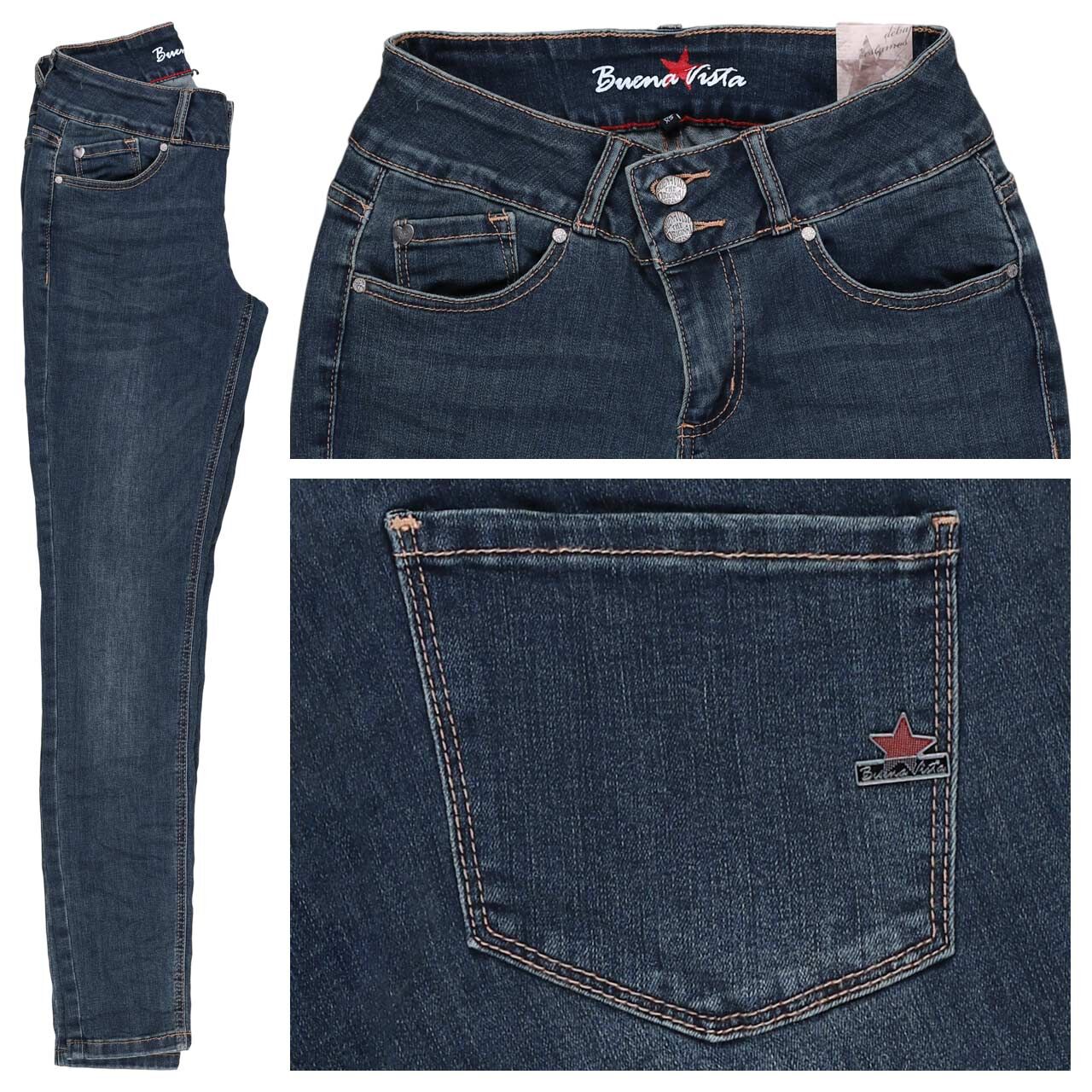 Buena Vista Tummyless Stretch Denim Jeans pure denim