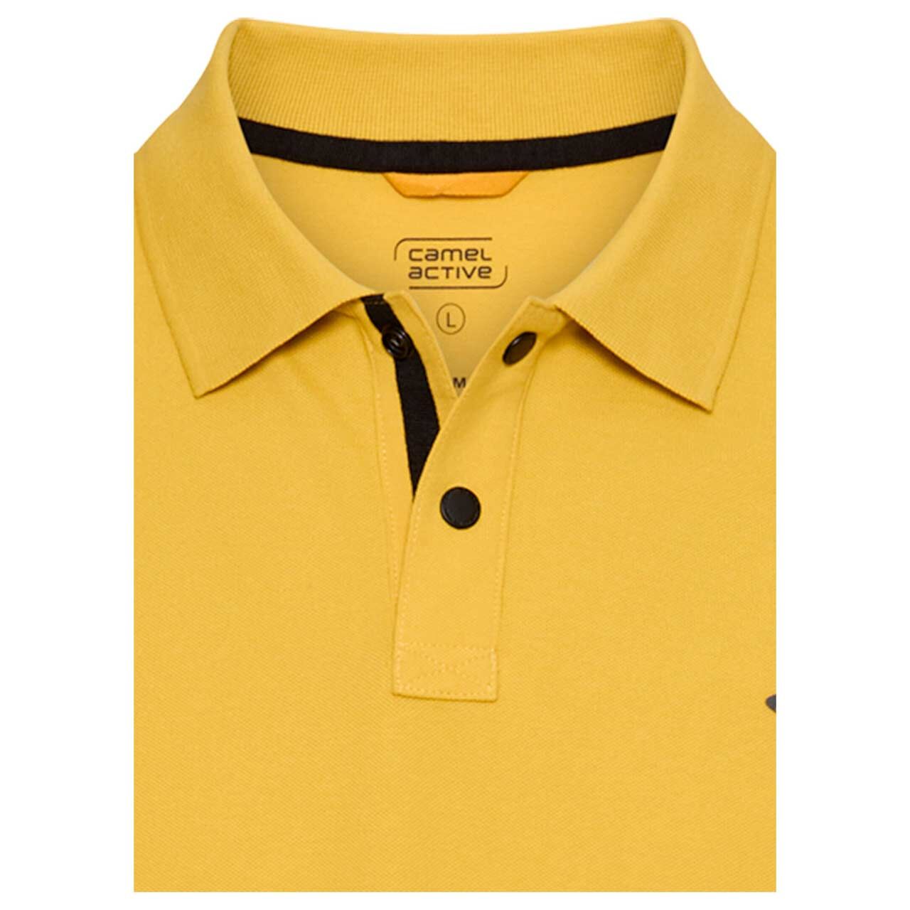 Herren Poloshirt von Camel active in Gelb, detaillierte Vorderansicht Kragen